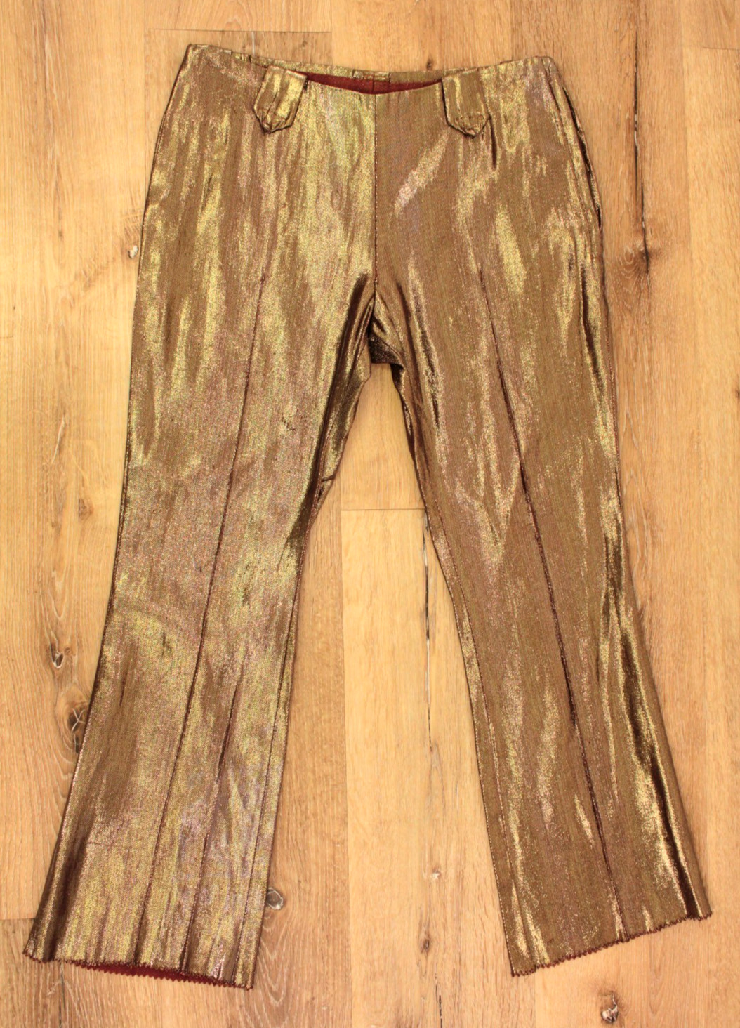 VTG Women&rsquo;s 50s 60s Gold Metallic Side Zip Western Pants 30&Prime; 1950s 1960s