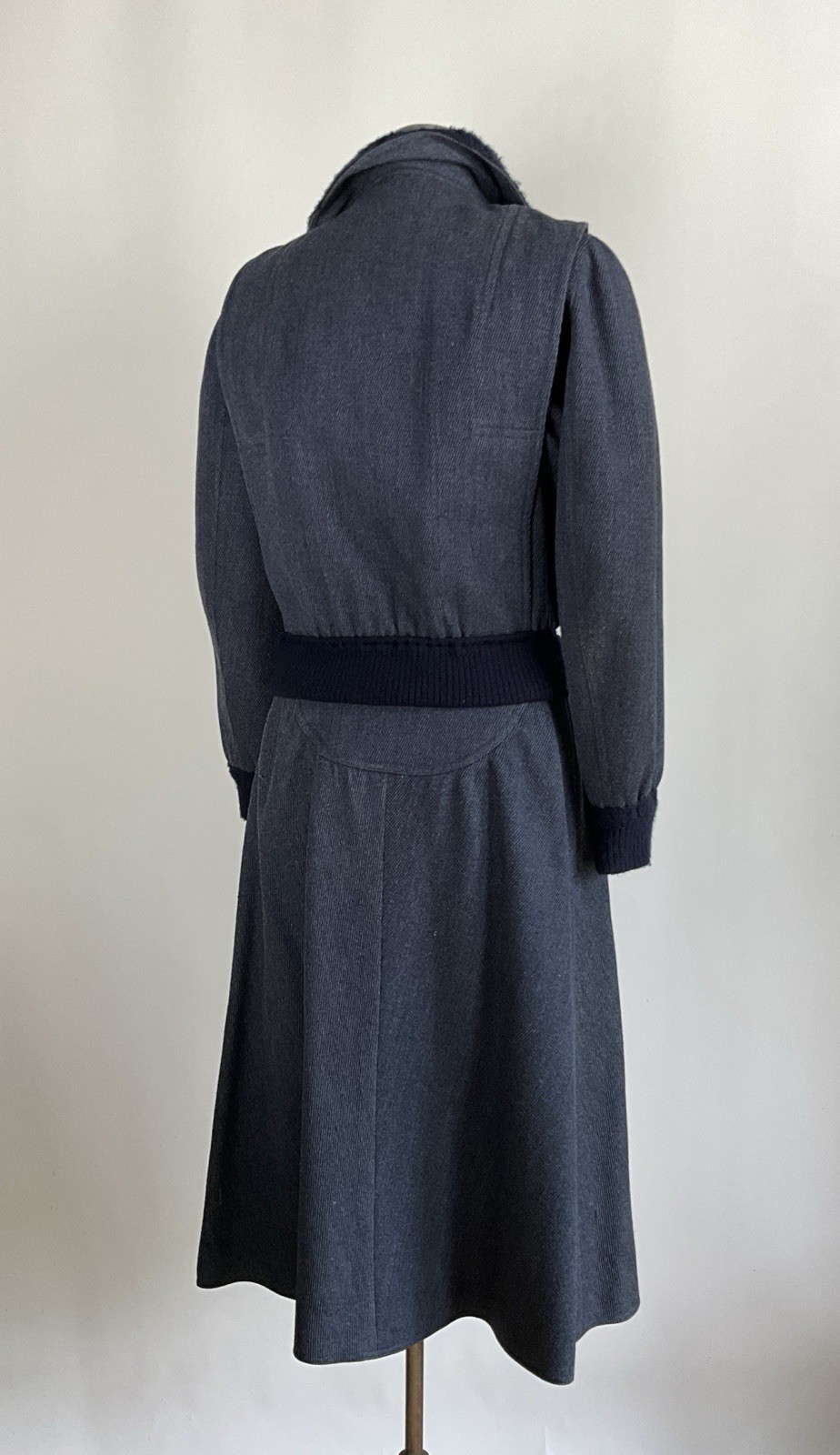 Vintage c.1970 Courreges Hyperbole Bomber Jacket and Skirt with Faux Shearling