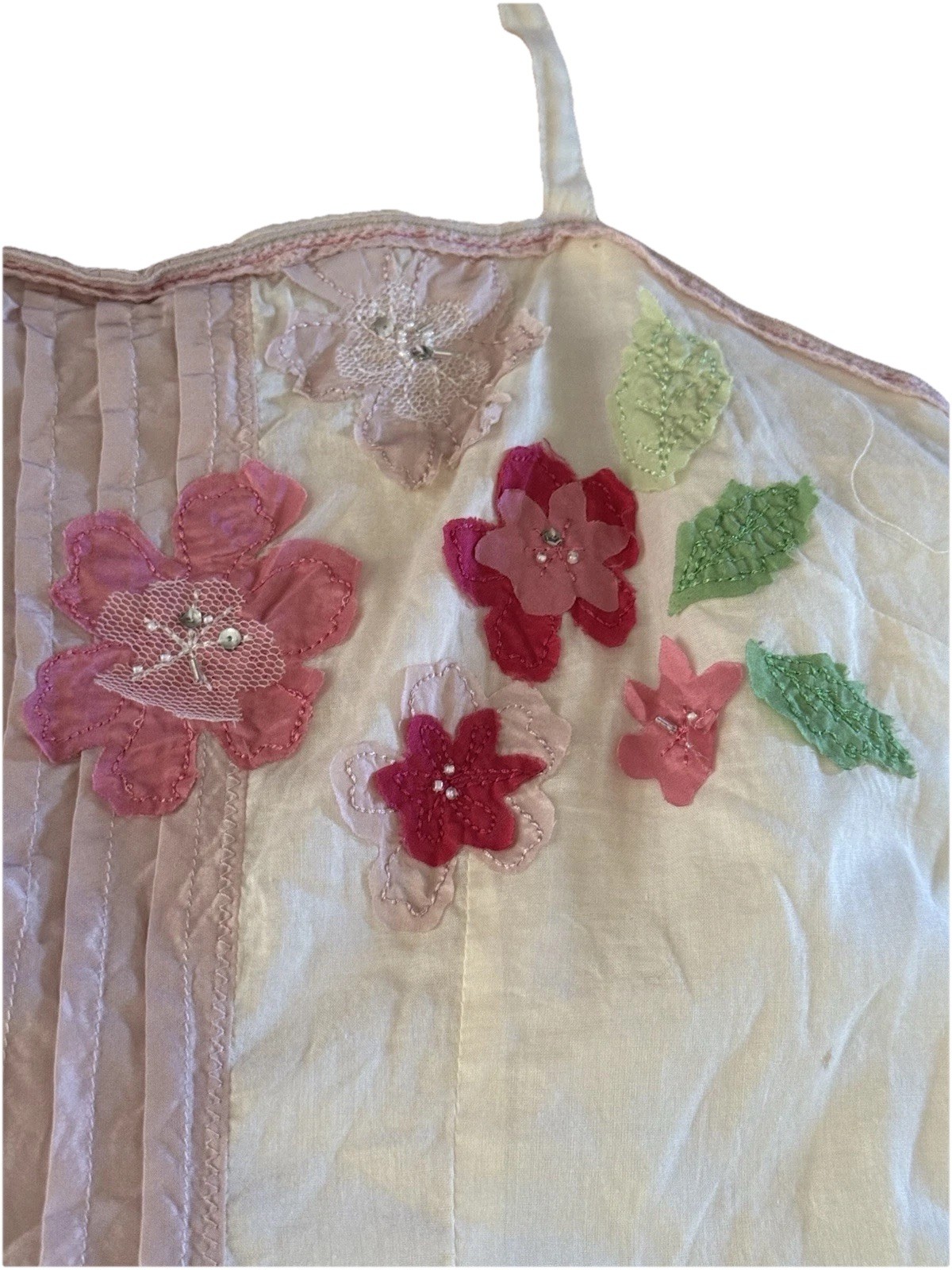 Vintage Mini Strap Wet Seal Lined Pure Cotton Flower Patched Summer Dress Junior