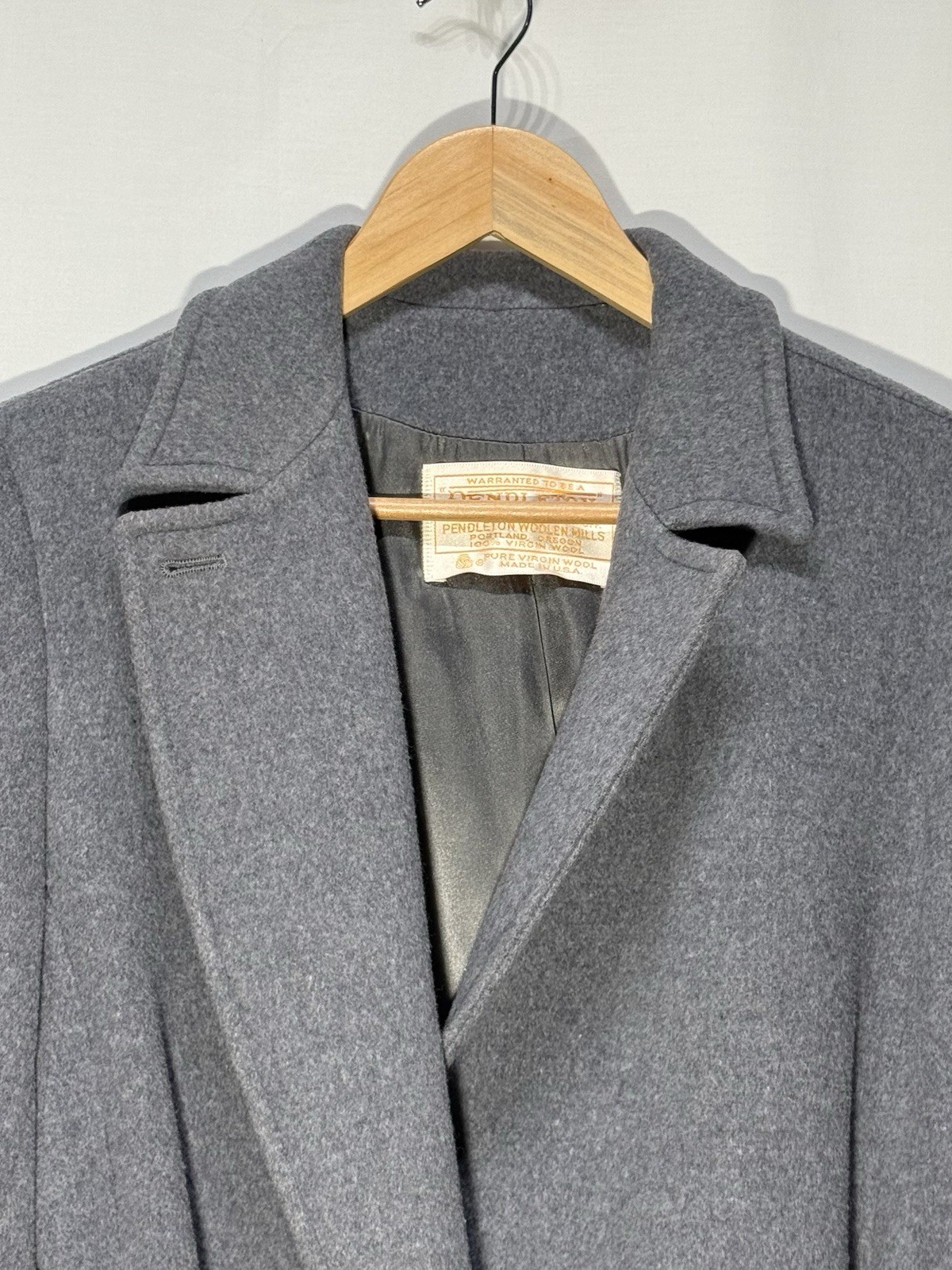 Pendleton 80’s VTG Pure Virgin Wool Women’s Long Gray Coat Made In USA Size12
