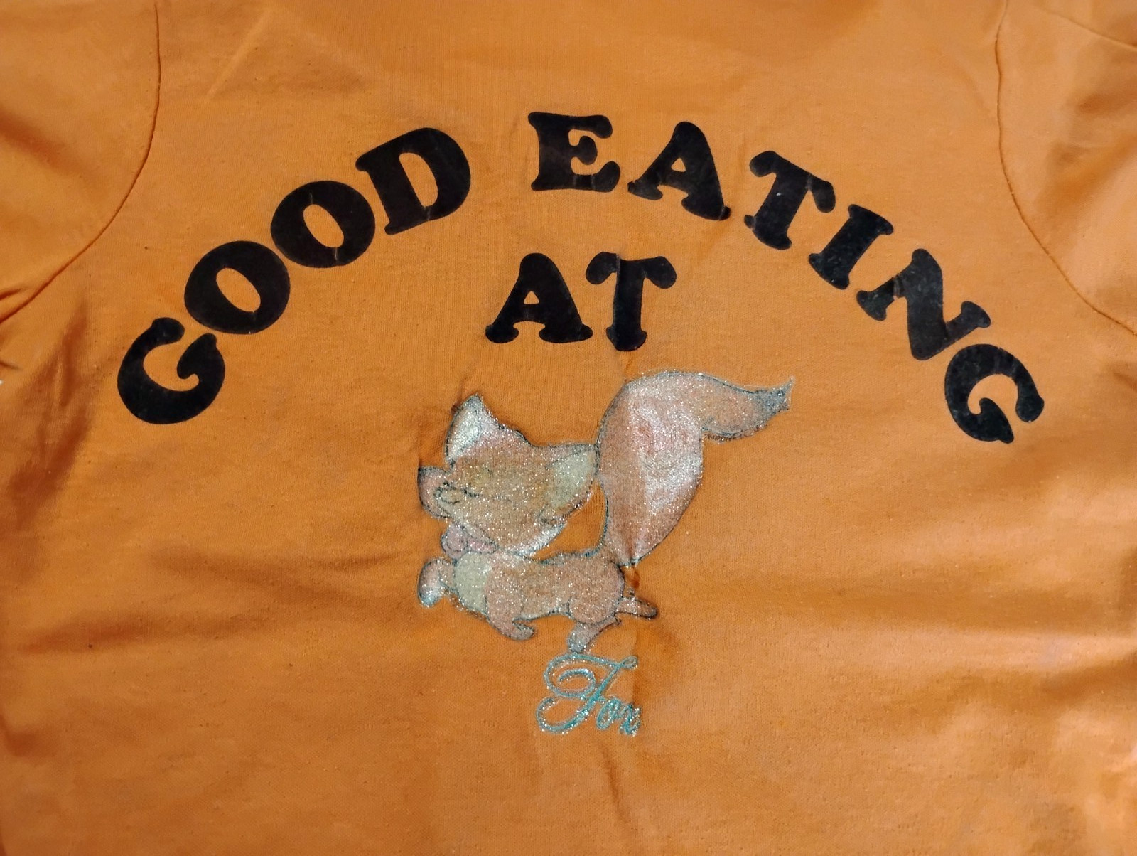 Vintage 70s T-Shirt Restaurant Waitress Server Woman Tag XL Glitter Fox Decal