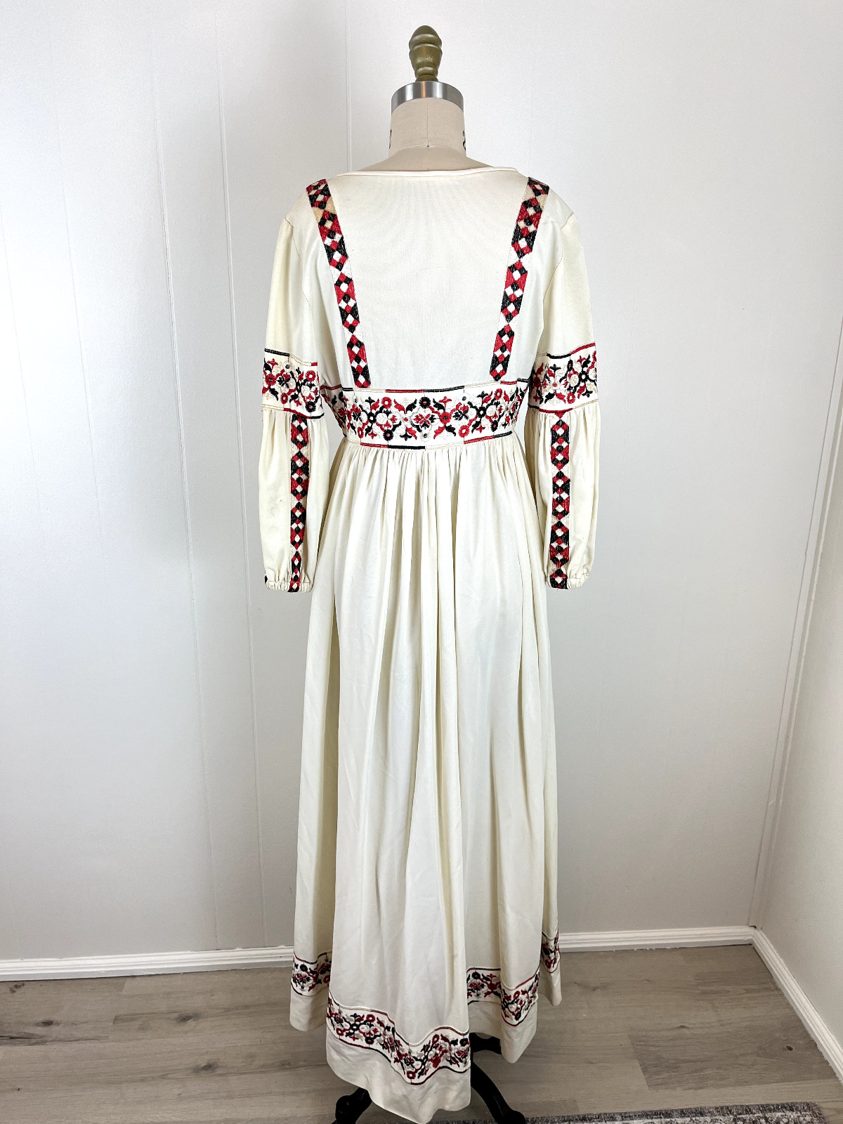 Rare Vintage Beverly Paige 60s 70s Bohemian Maxi Dress Tag 10 Peasant Groovy