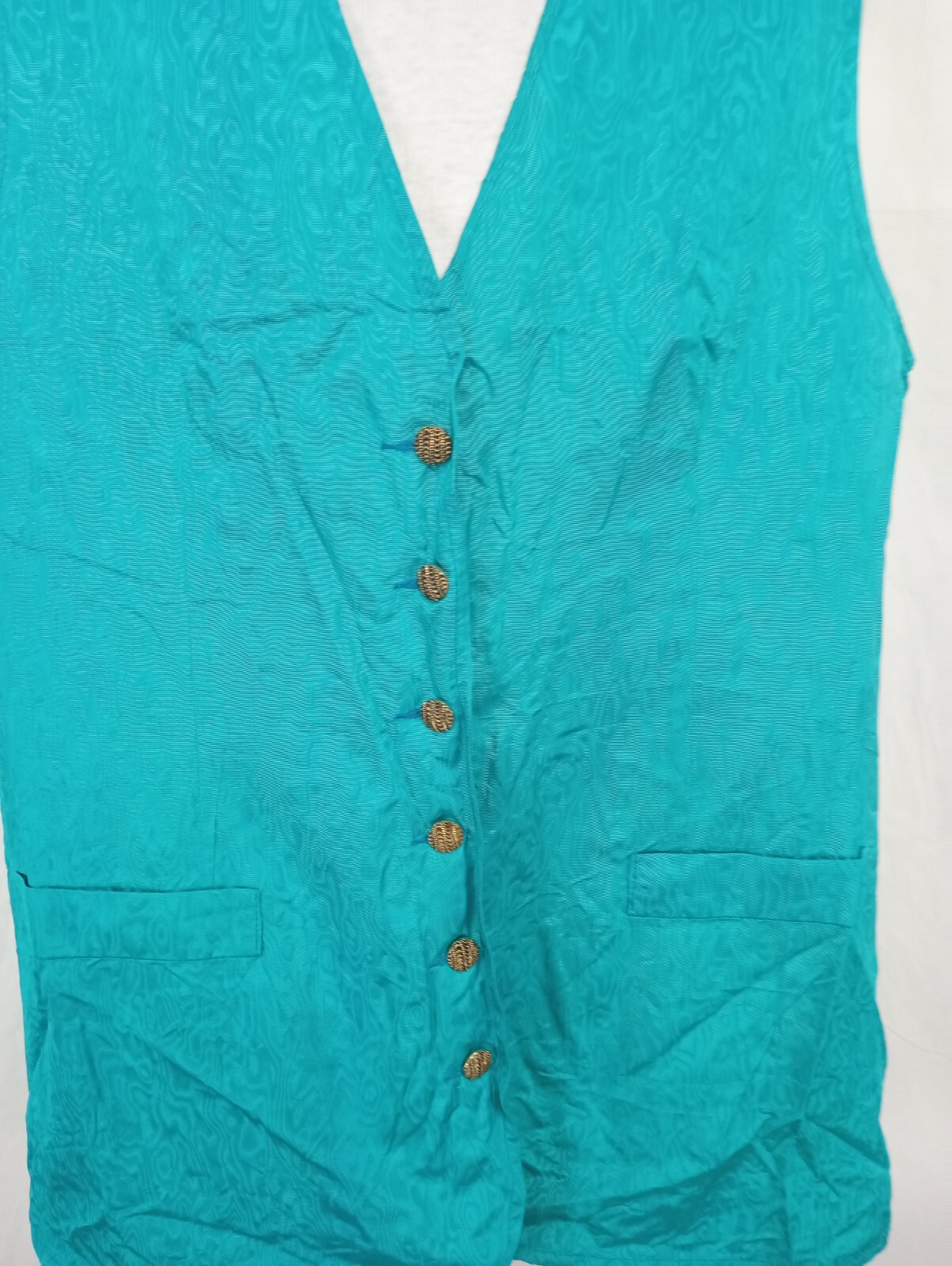 Y2K London Citywear Sandra Lendi aqua satin damask paisley long women&rsquo;s vest