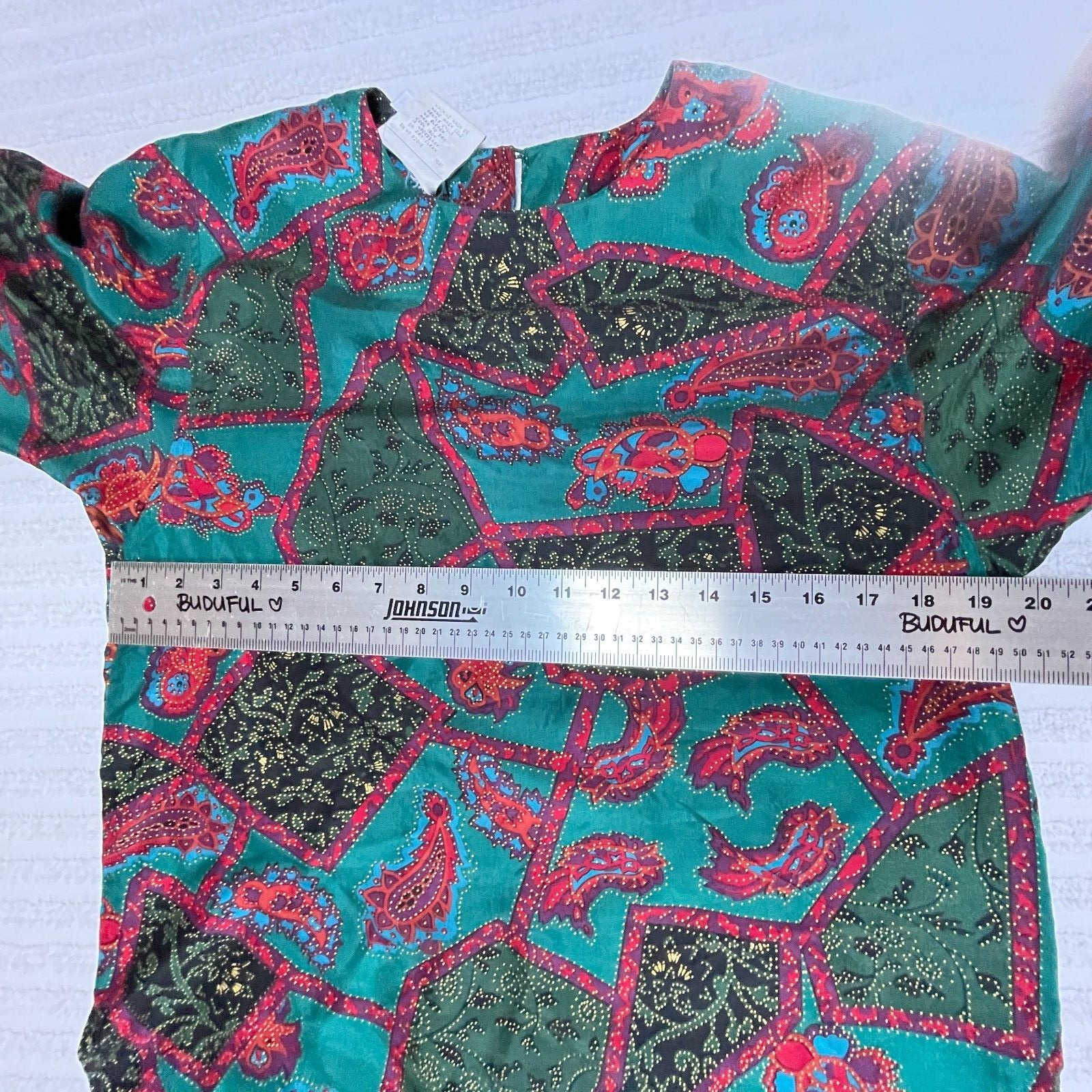 Rafaella Womens Small Long Sleeve Mixed Paisley Print Silk Blouse Top Multicolor