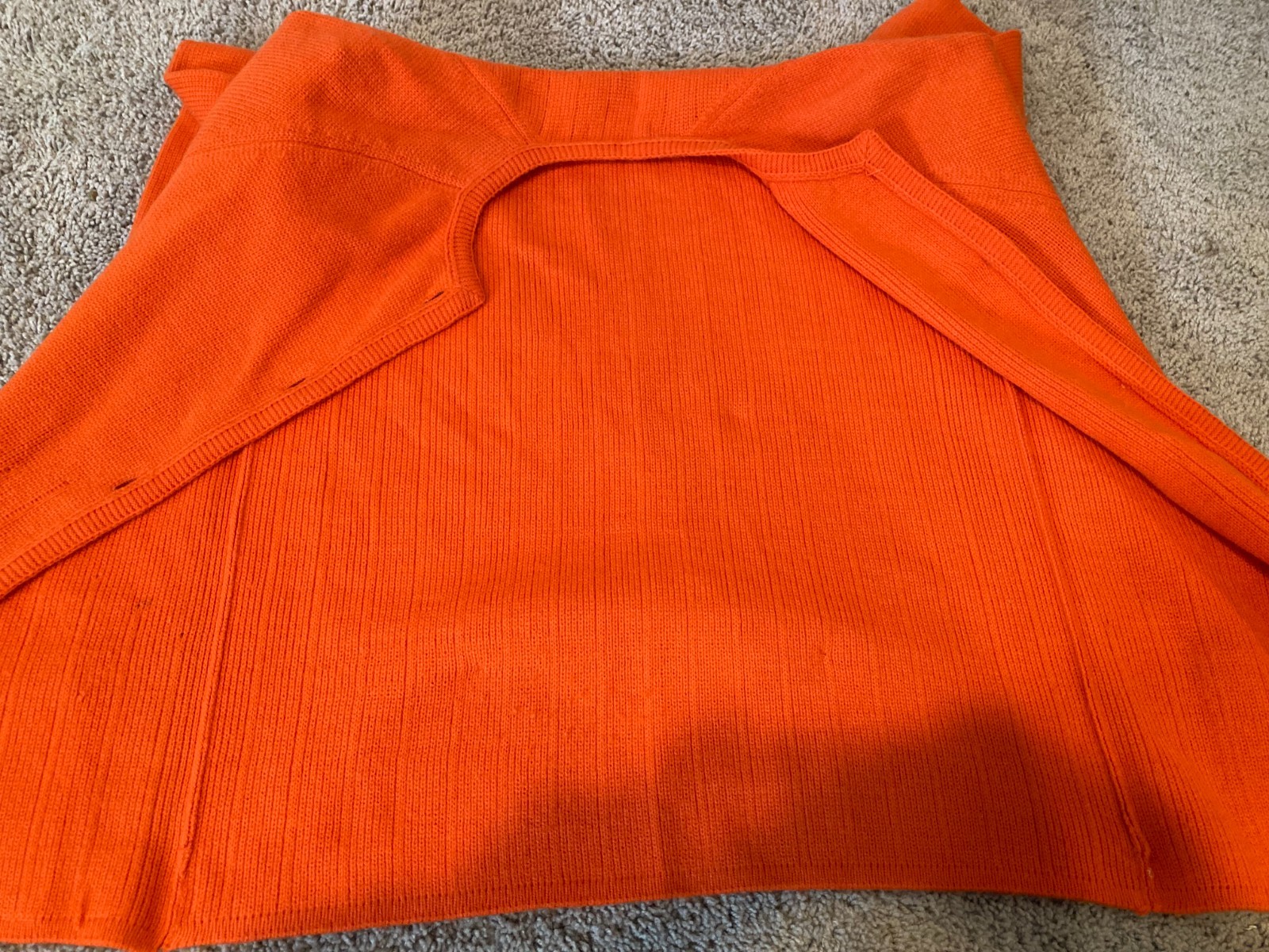 Orange Cardigan Fully Fashioned Hong Kong Mod Acrylic XL Sweater
