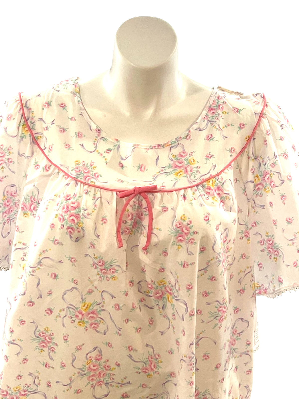 Vintage 70s Lingerie by Dixie Belle White Floral Night Gown with Pockets NWT