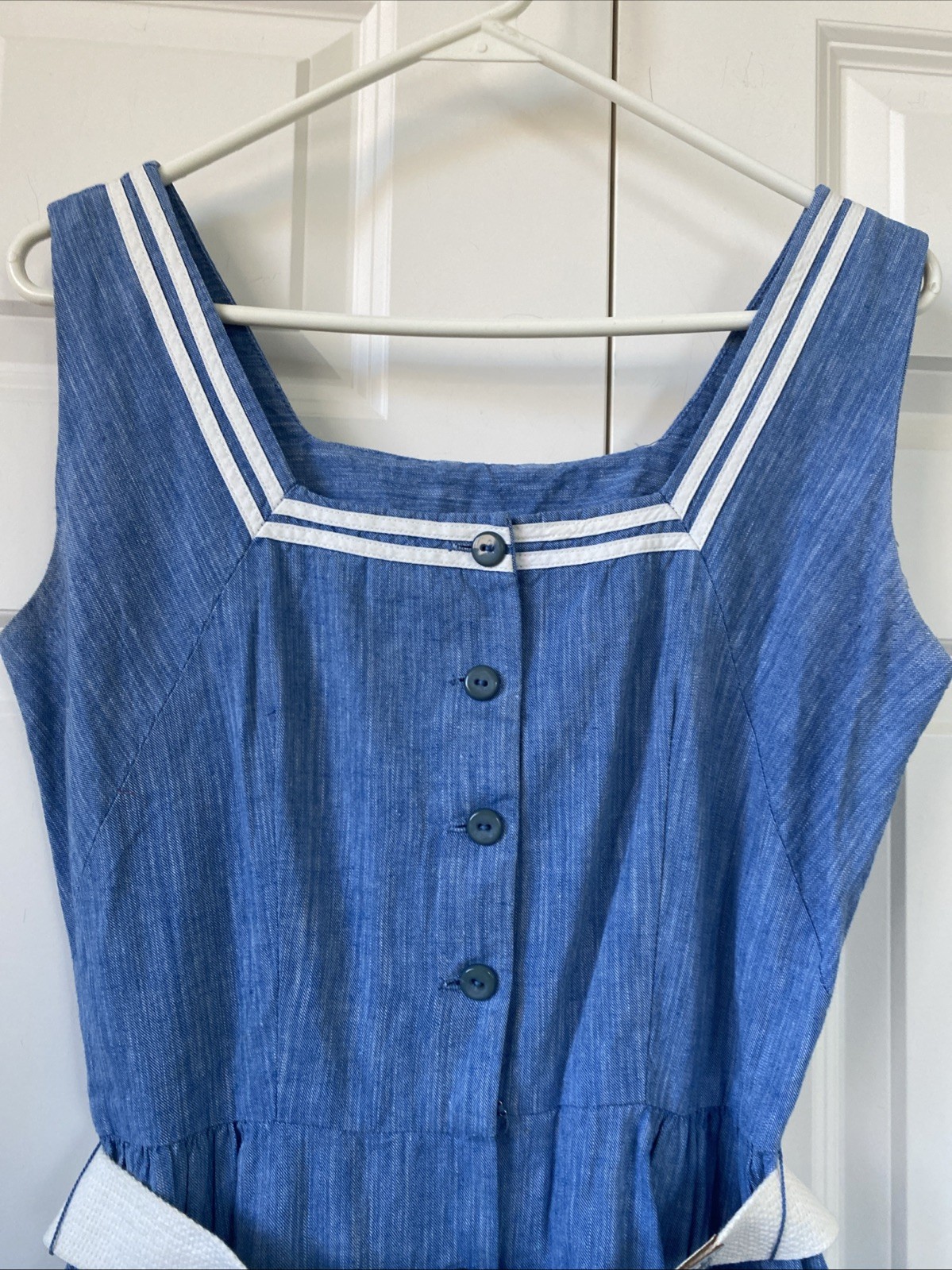 Classic VTG 50S STRAWSTACK Blue Cotton SHIRTWAIST DRESS