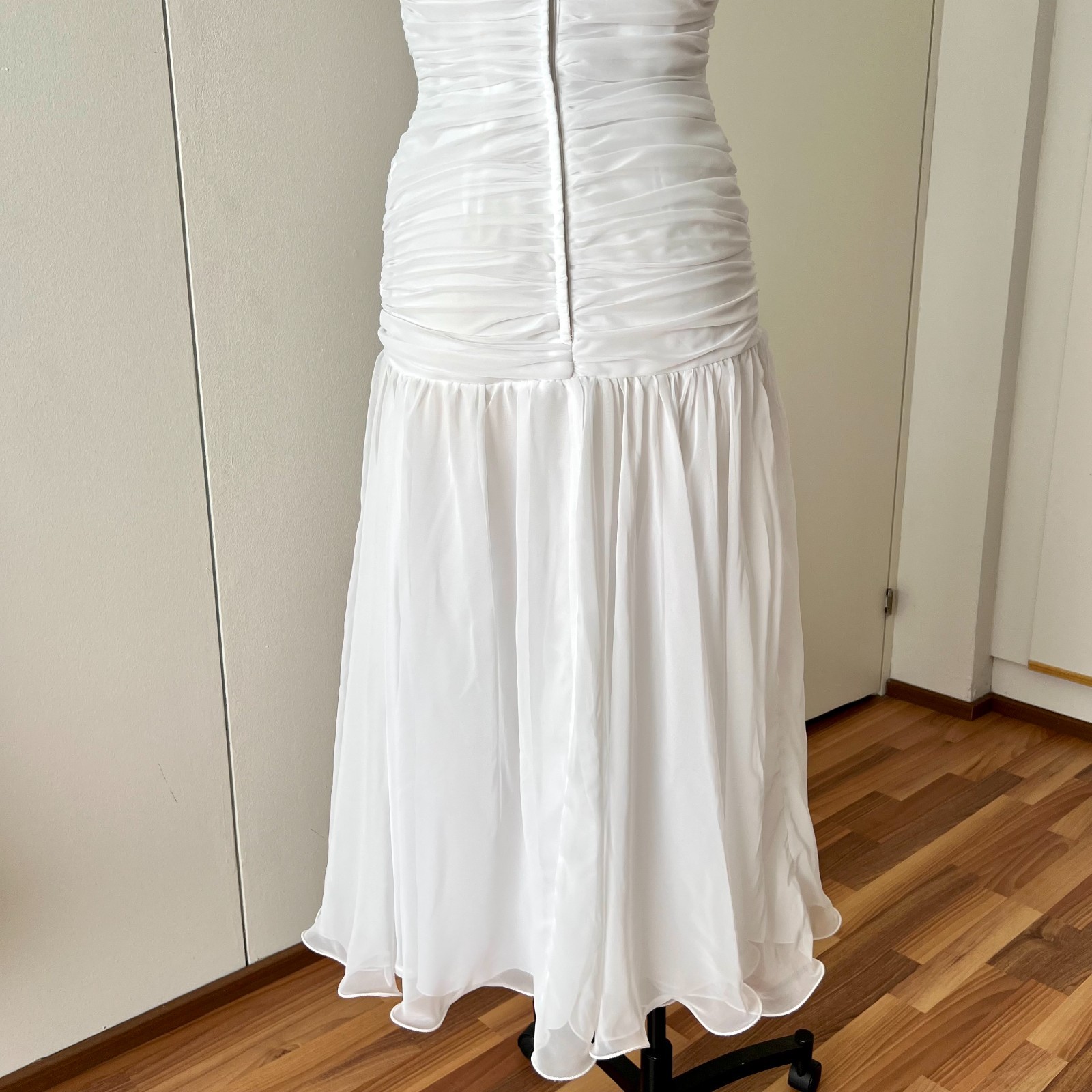 1980s JOHN CHARLES Minimalist Wedding Dress Drop Waist Bridal Fairytale Romantic