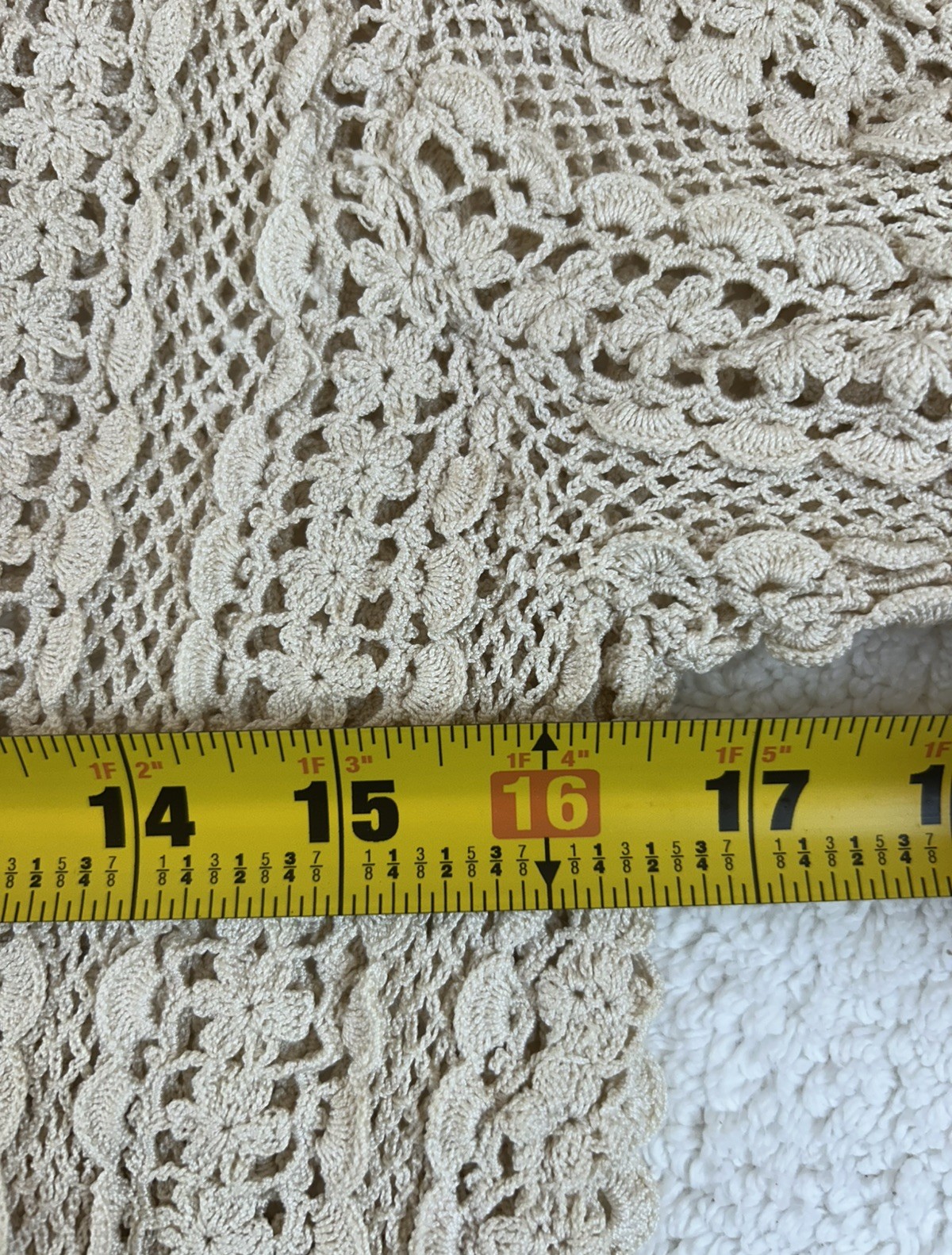 Vintage Shanghai Handmade Cotton Crocheted Cardigan Sweater Wmns LG Ecru *READ*