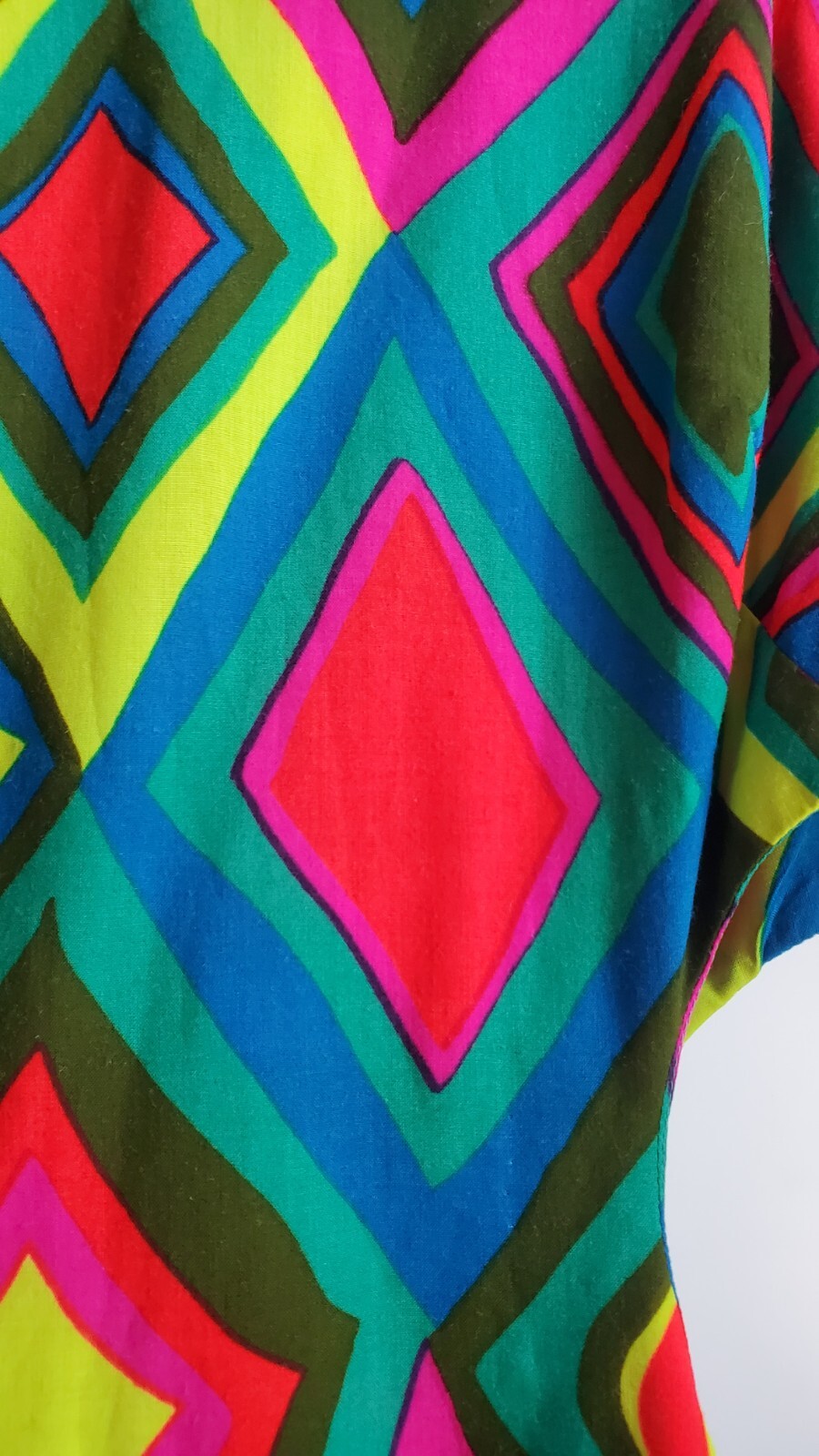 Vintage 60s PSYCHEDELIC Cutout Cotton Geometric Mini MOD GO-GO Beach Sun Dress S