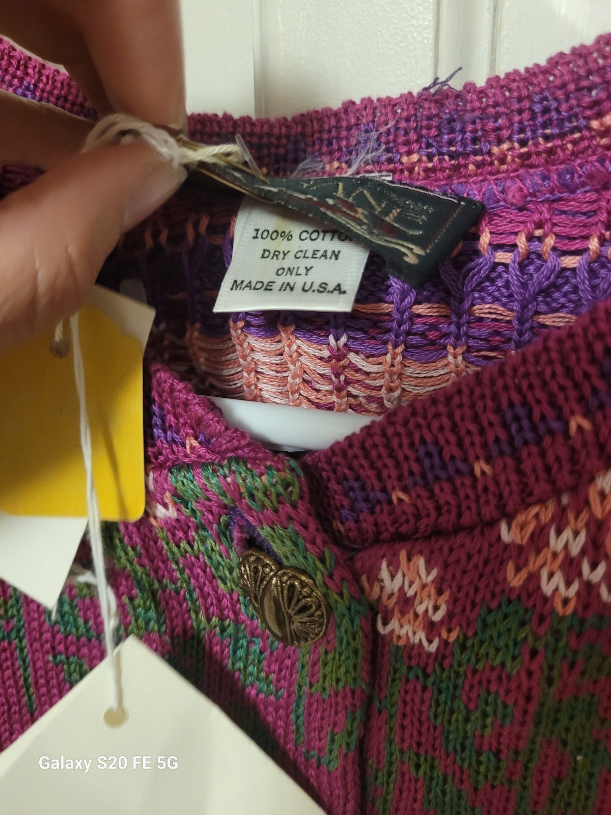 vintage NWT Cottagecore Cullinane 100% Cotton Pink and Purple Floral Cardigan