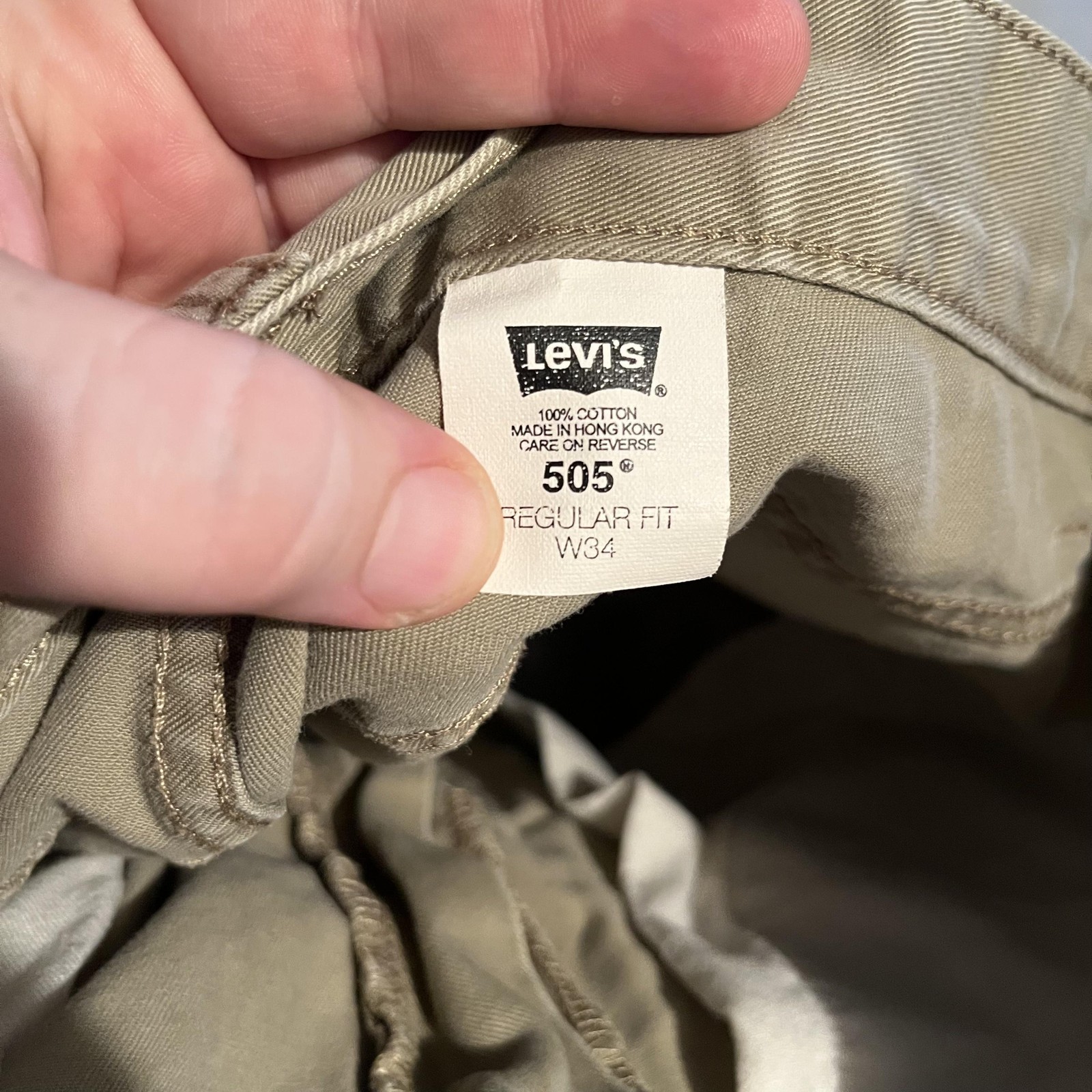 VintageLevi&rsquo;s 505 Chino Shorts Mens 34 Beige Flat Front 11in Inseam Regular Fit