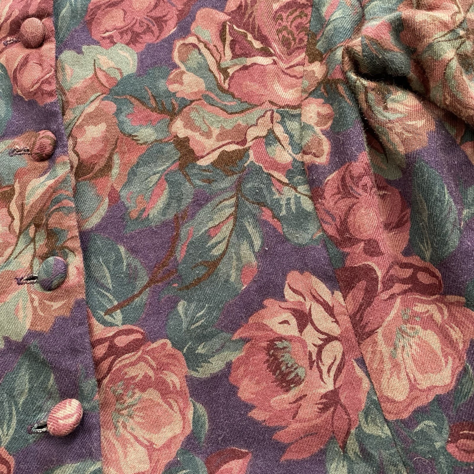 Vintage Laura Ashley Dress Floral Size 10 Wool Cotton Blend Long Sleeve Modest