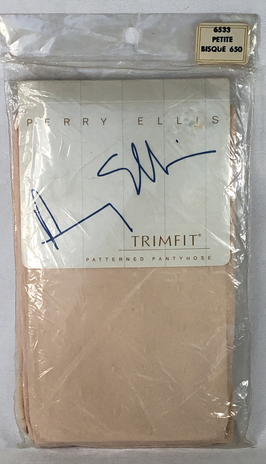 NOS Vintage Perry Ellis Trimfit BISQUE Sheer Pantyhose Panty Hose SZ Petite