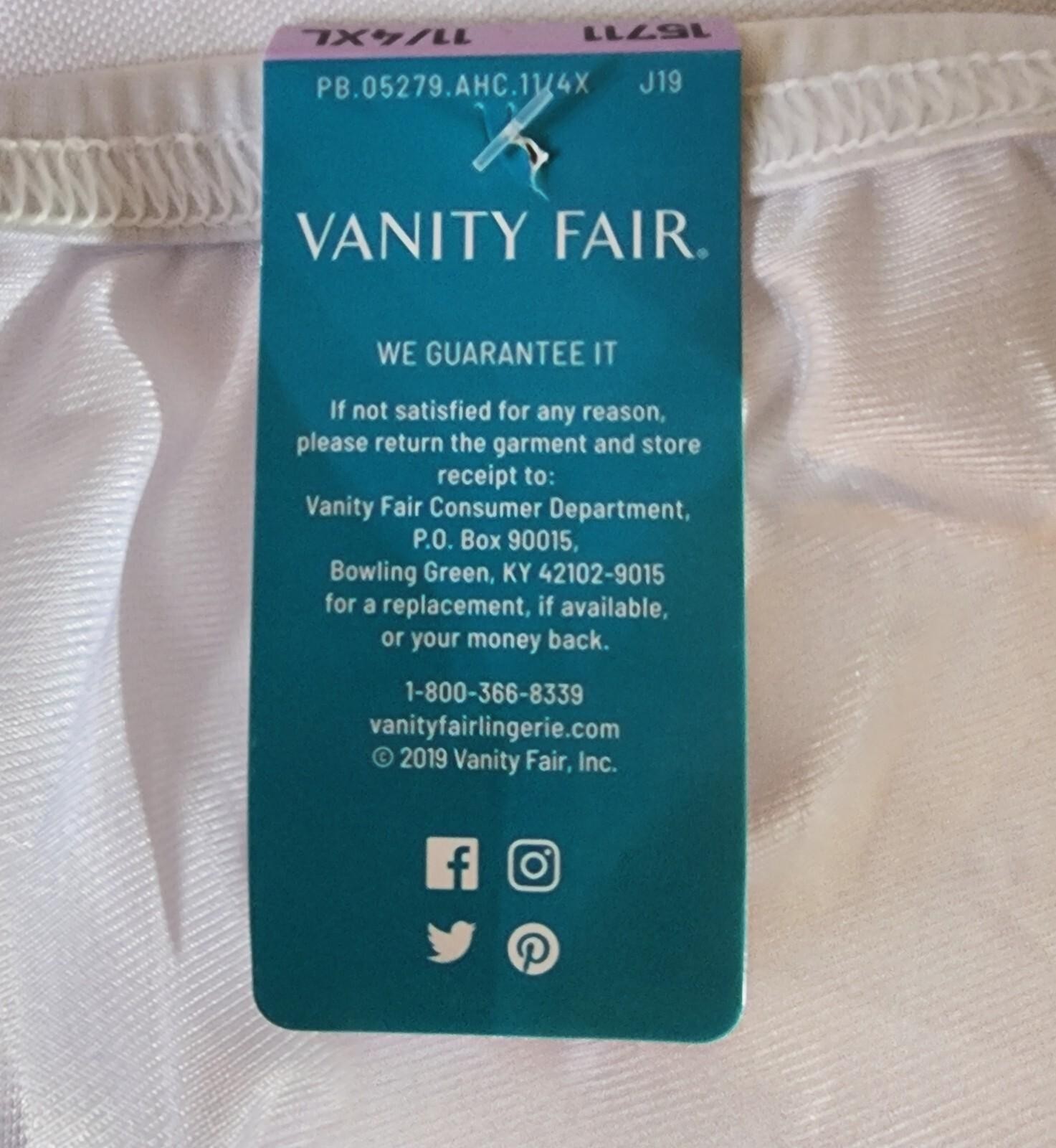 NWT Vanity Fair Size 11 / 4XL White Nylon Panty Brief Semi Sheer Cotton Lining