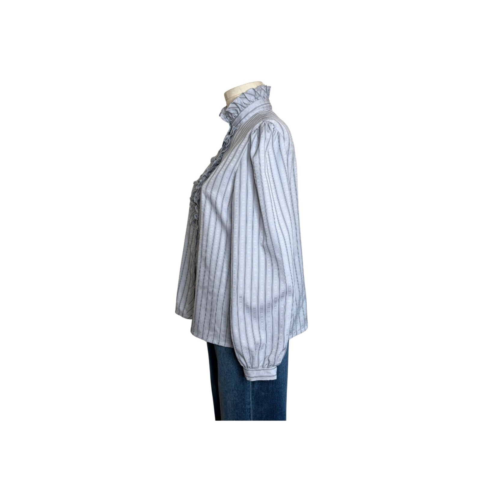 Vintage 80s gray Jonquil ruffle front blouse vintage size 18 bust 44 inches