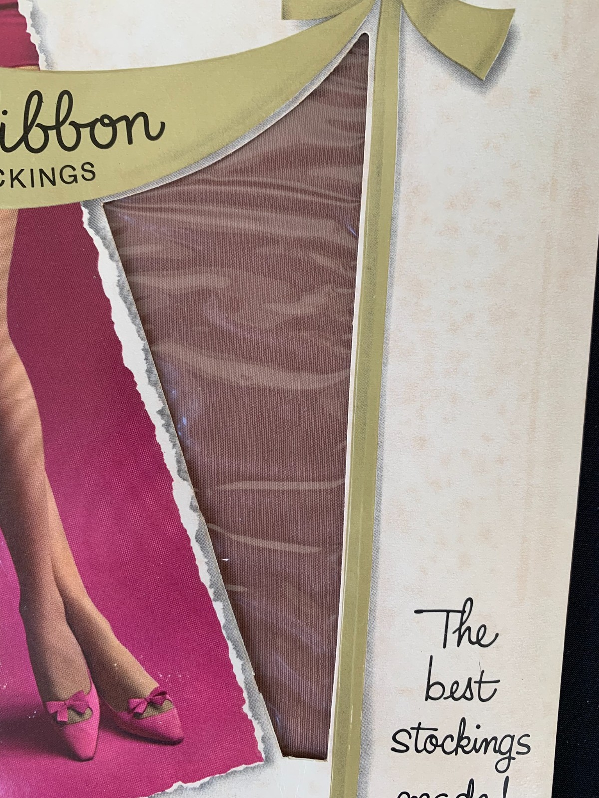Vintage Fruit Of The Loom Nylon Stockings Gold Ribbon Deluxe Walking Sheers Sz 9