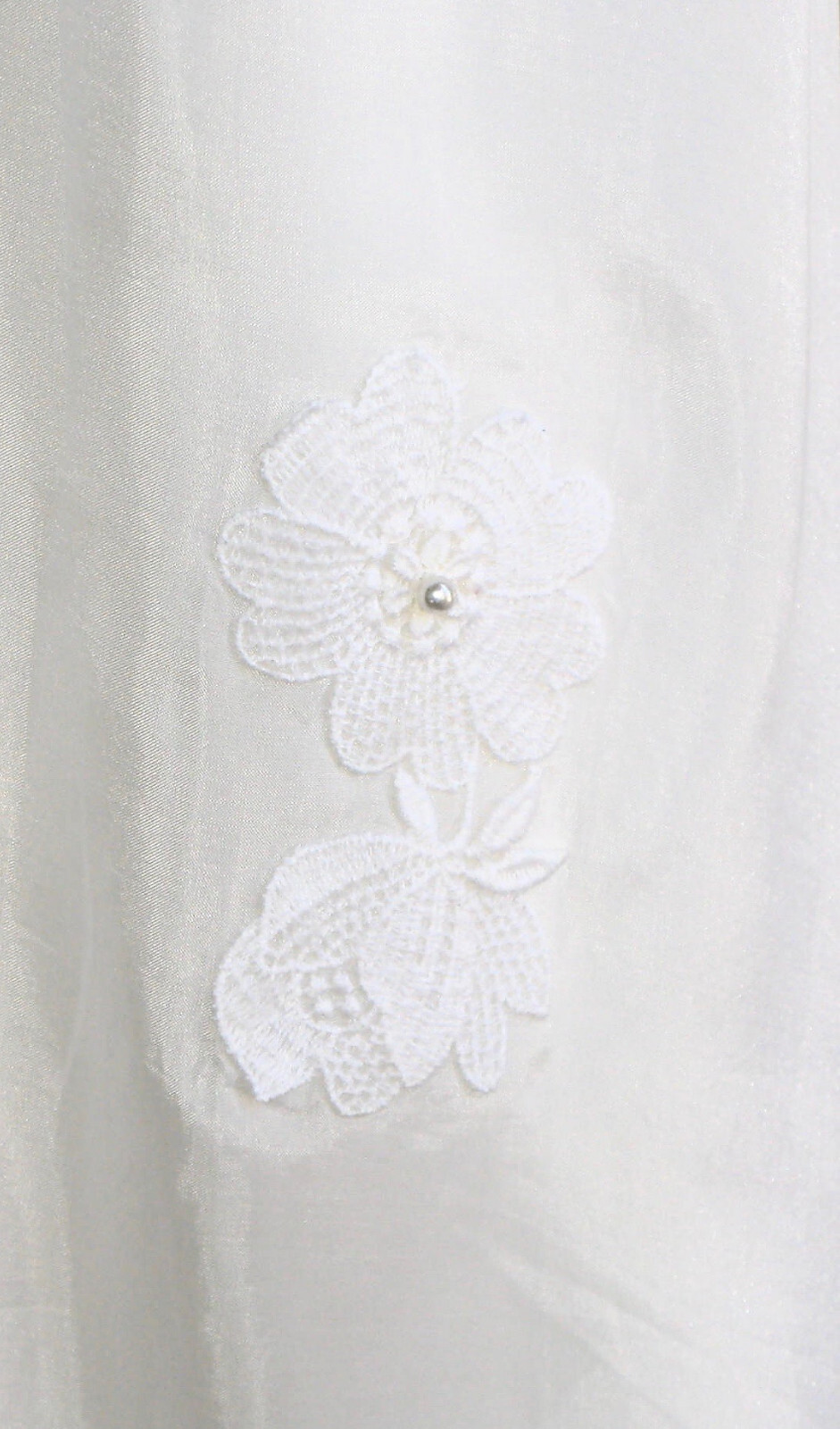 Vintage 1973 Prof.-Made Prairie-Style Lace & Chiffon Wedding Dress w/Train, S