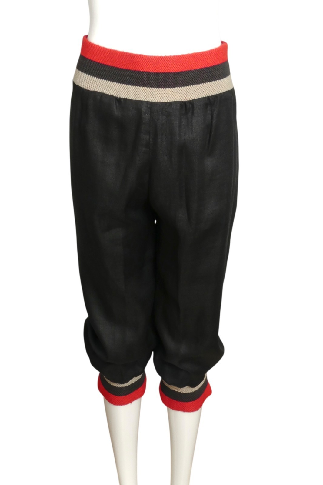 PIERRE CARDIN-1973 Black Linen & Knit Pants, Size 8