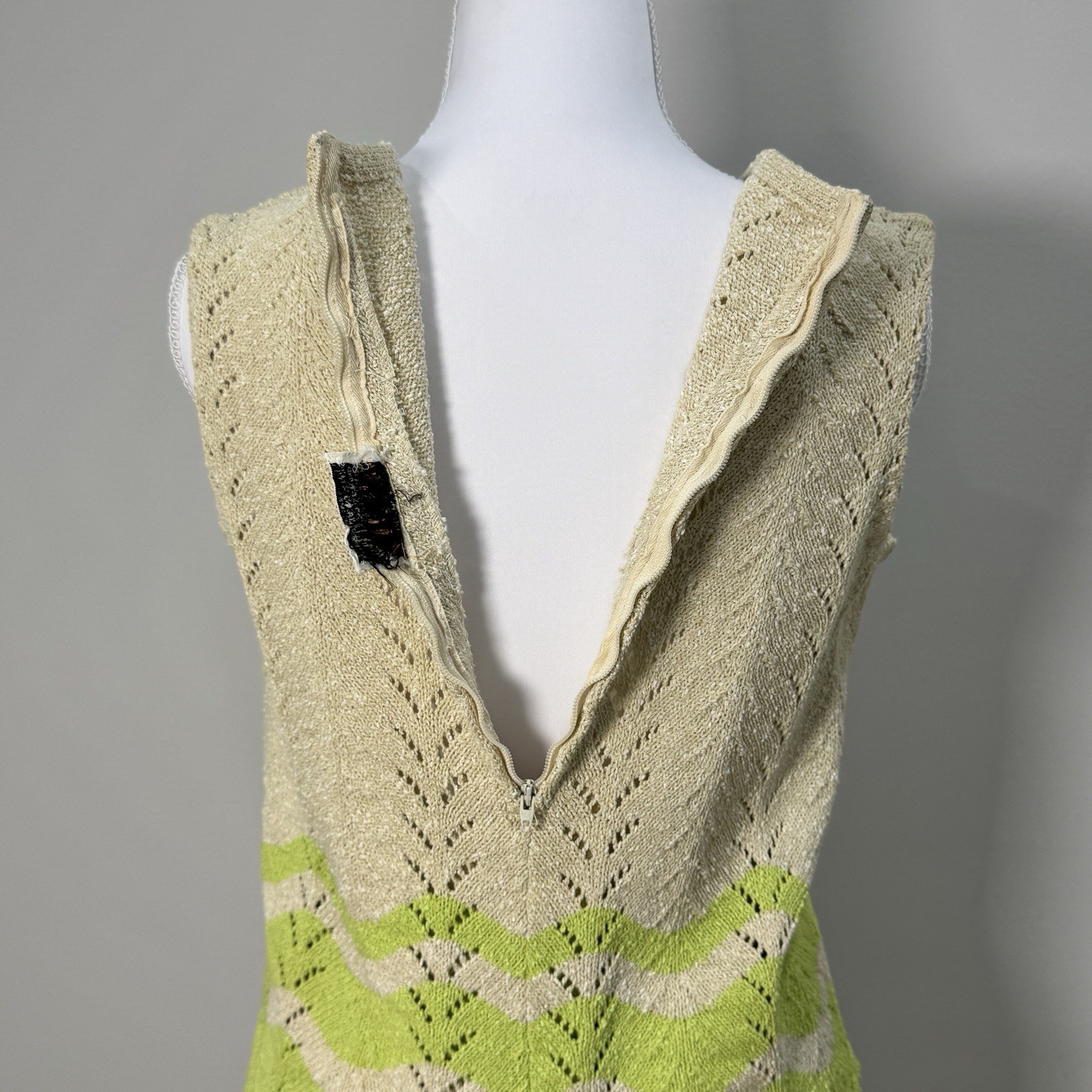 Vintage 1960s Mister Sig Knit Top Skirt Set Cream Lime Green ILGWU Small
