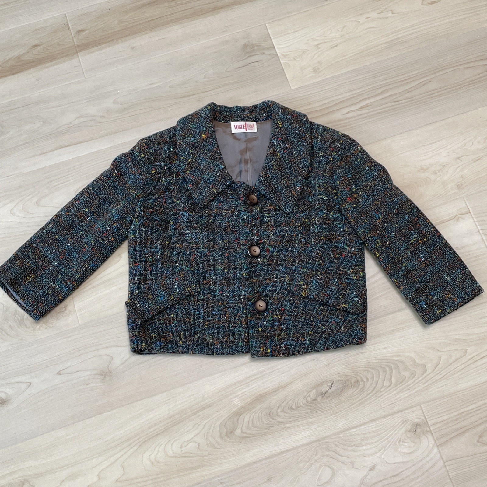 Vtg 1950s 1960s Confetti Tweed Jacket Vogue Special Design Hand Tailored Wool