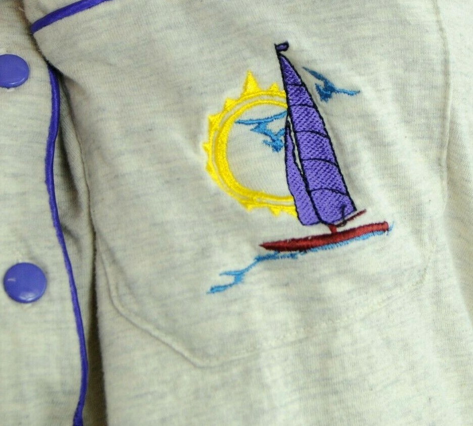VTG NWOT SISSY embroidered cotton soft top sleep shirt shorts pajama set S M L