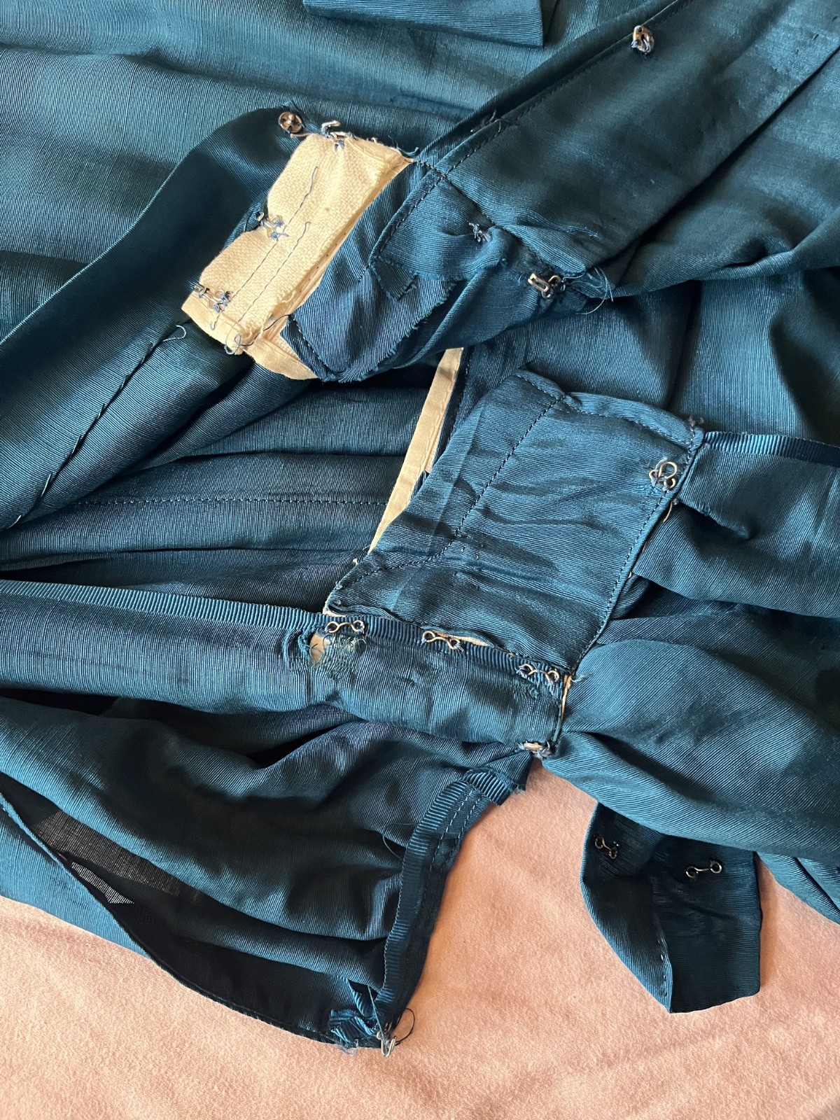 1910s 1900s antique Turquoise Silk Dress – M/L