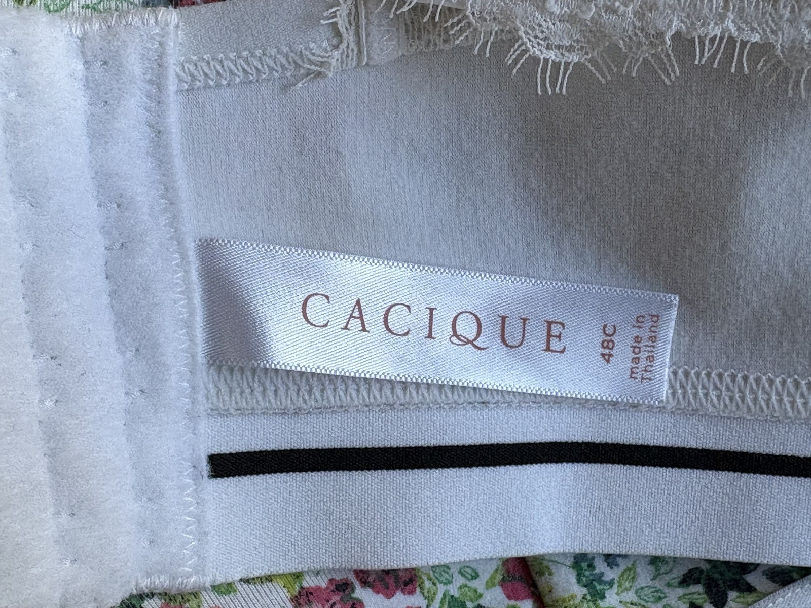 CACIQUE 48C Floral Molded Lighty Lined Polyester blend Wire Free Bra #4219