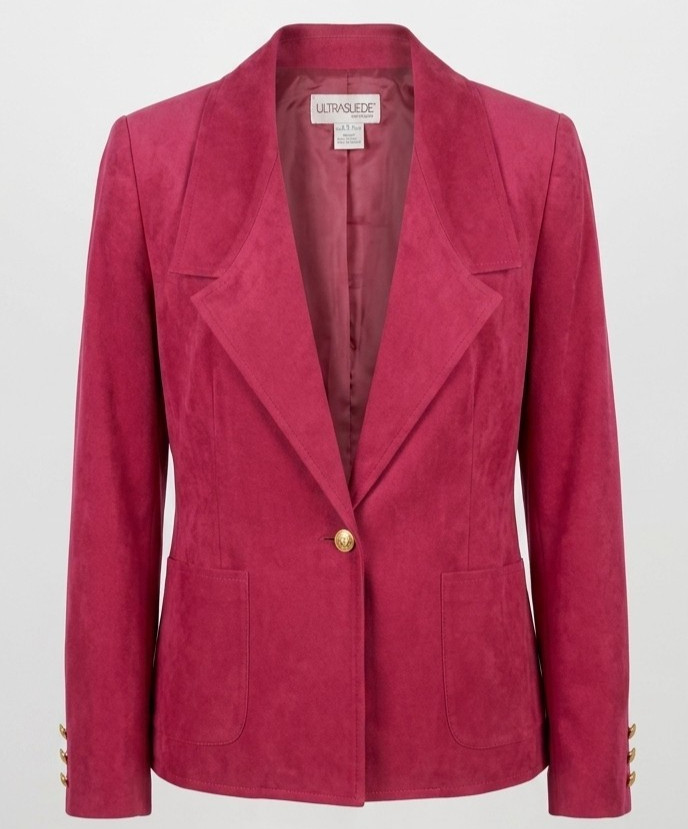 Pristine 70s VTG Ultrasuede Blazer Jacket Magenta Pink Gold Buttons Lined USA 10