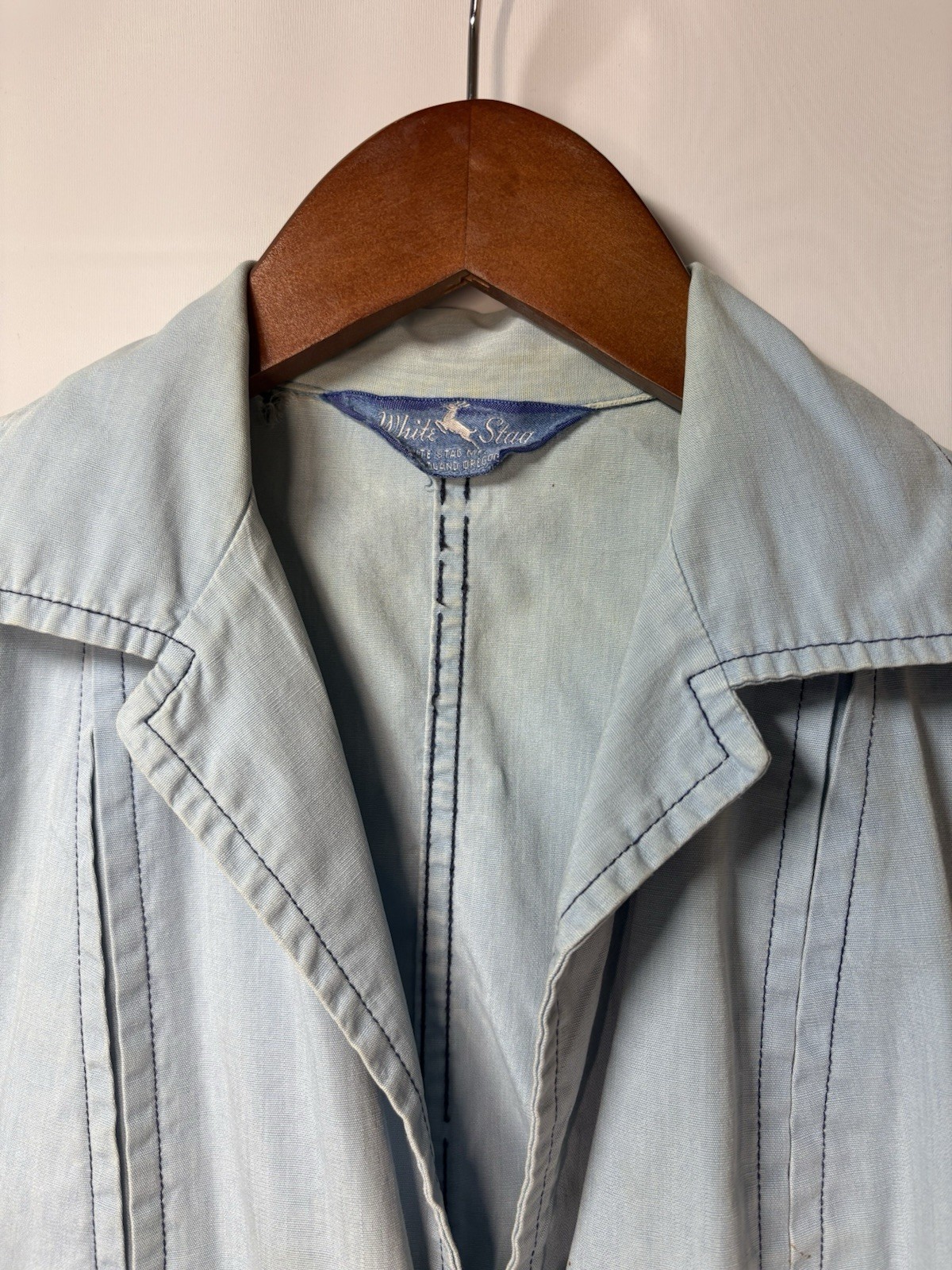 1960s White Stag Jean Jacket Light Weight Denim Anchor Buckle Front Women’s M/L