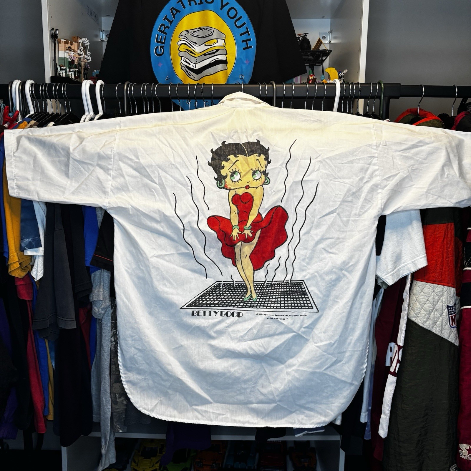 Vintage 1985 Betty Boop Button Up Shirt Made In Canada Oversized Graphic
