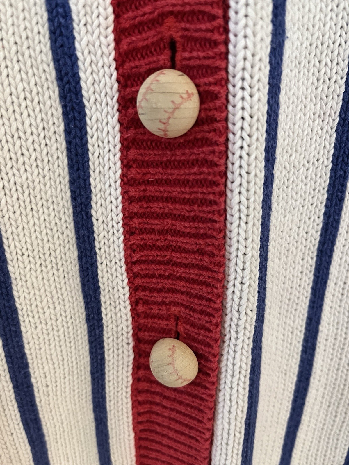 Vintage Jack B Quick Red, White and Blue Baseball Sweater Size Large