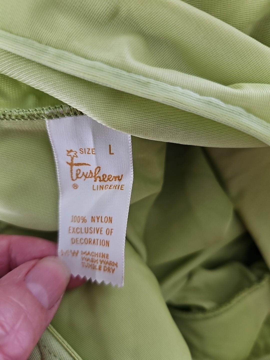 Texsheen 2 Piece Green Quilted Dressing Robe Peignoir + Nightgown Combo Set L