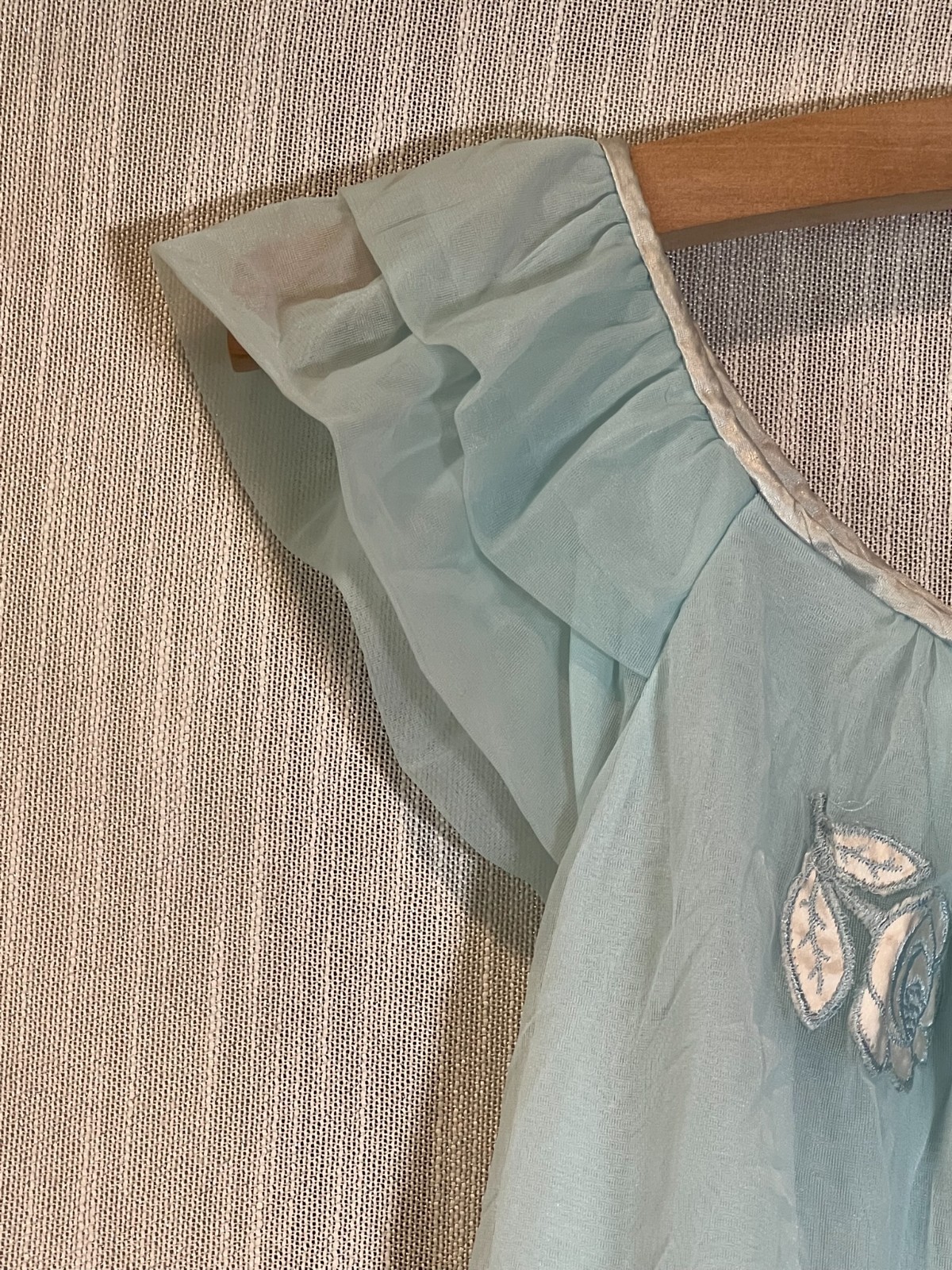 Vintage Gossard Artemis BLUE CHIFFON NIGHTGOWN~Babydoll Nightie*S Sleepwear*Rose