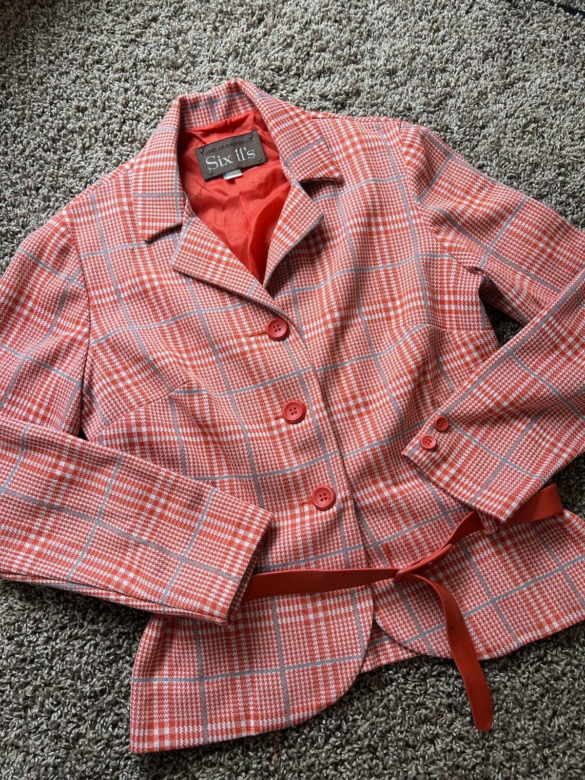Women&rsquo;s Six 11’s Vintage Blazer Jacket Koret California 1970&rsquo;s USA Orange 10
