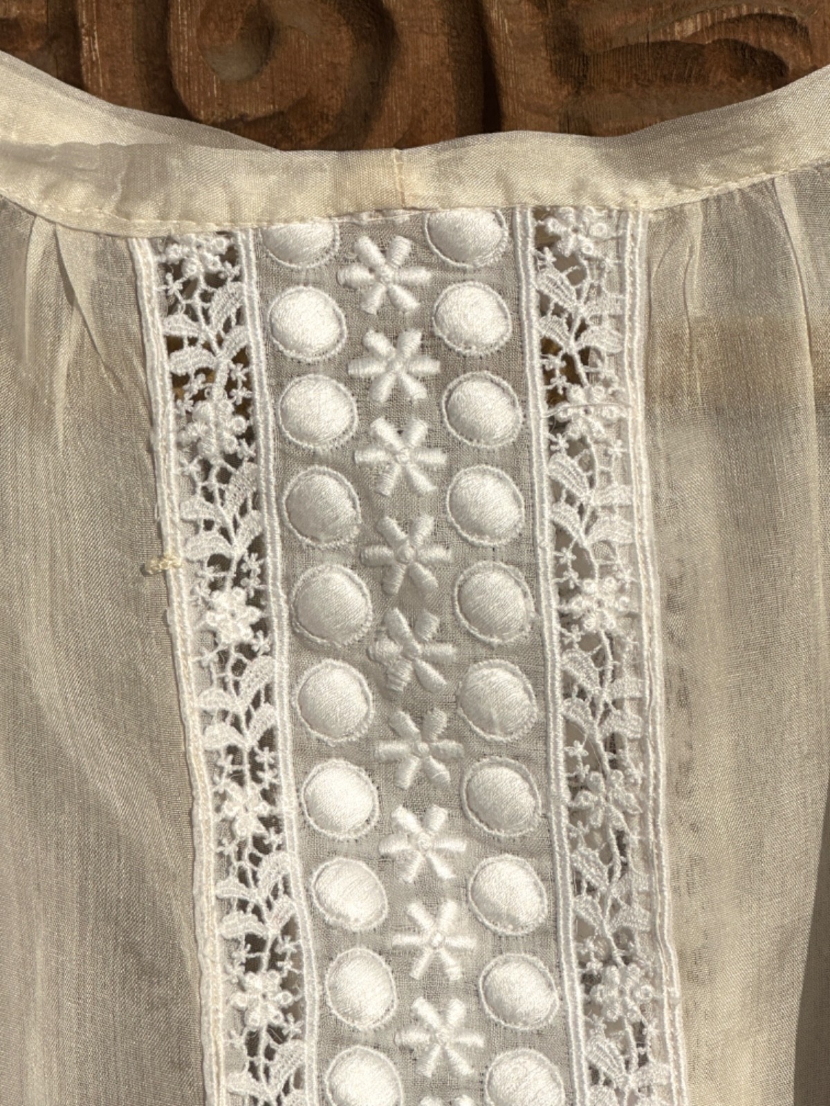 Edwardian Tea Dress Antique Silk Organza with Lace Rare Vintage