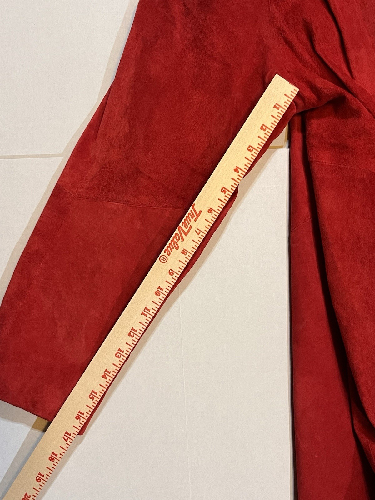 Vtg 80s 90s LaNouvelle Renaissance Women’s M Red Suede Leather Swing Coat Gen X