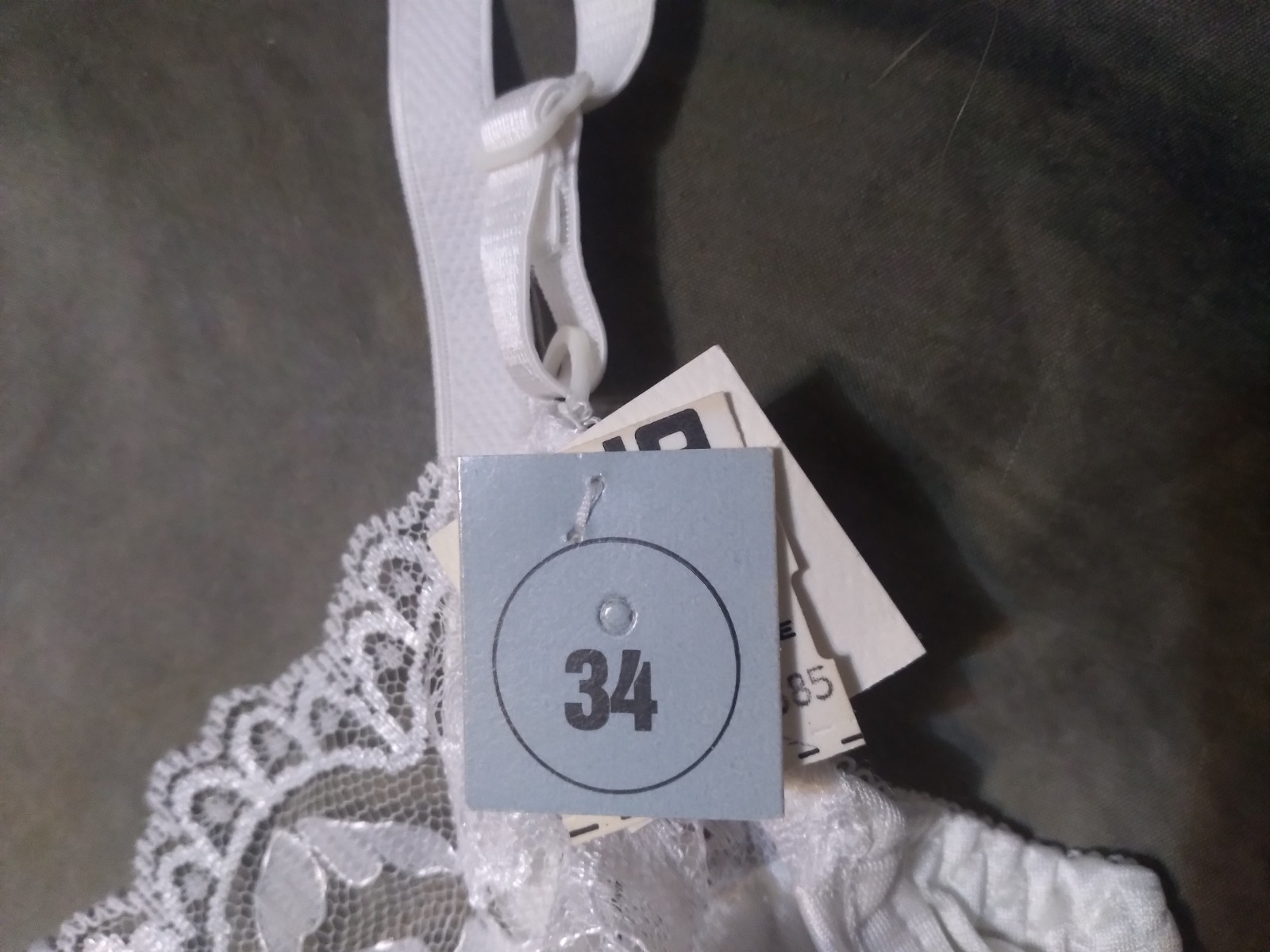 Vintage Jaclyn Smith Bra 34B White Soft Cup Lace Bow Nylon Blend Sissy NwT 80s