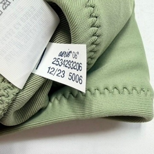 Aerie Voop Bikini Top Medium Olive Pink Stud Halter Swim NWOT