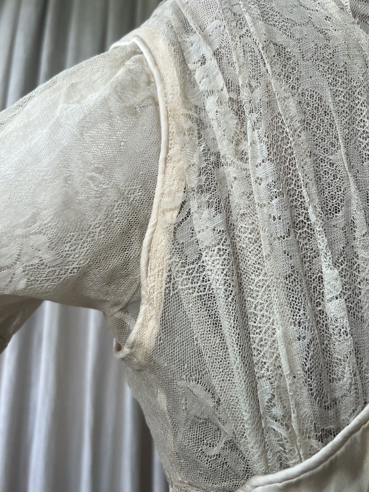 Stunning Antique Edwardian Silk Lace Wedding Dress with Original Shoes