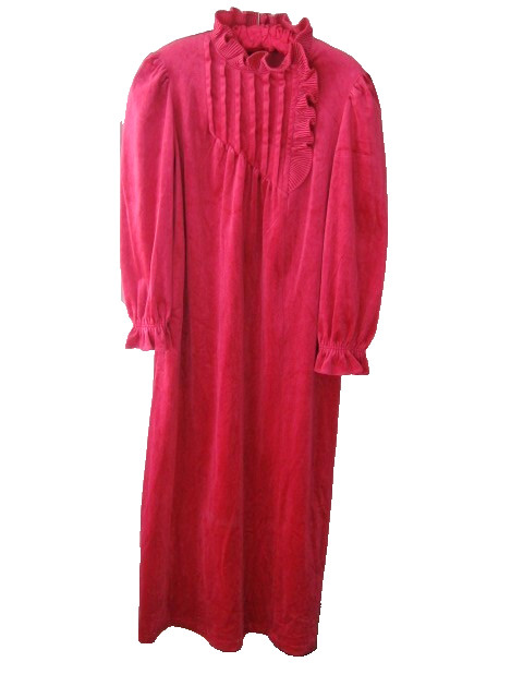VTG GILLIGAN O&rsquo;MALLEY RASPBERRY RUFFLED VELOUR- ZIP FRONT-PINTUCKING