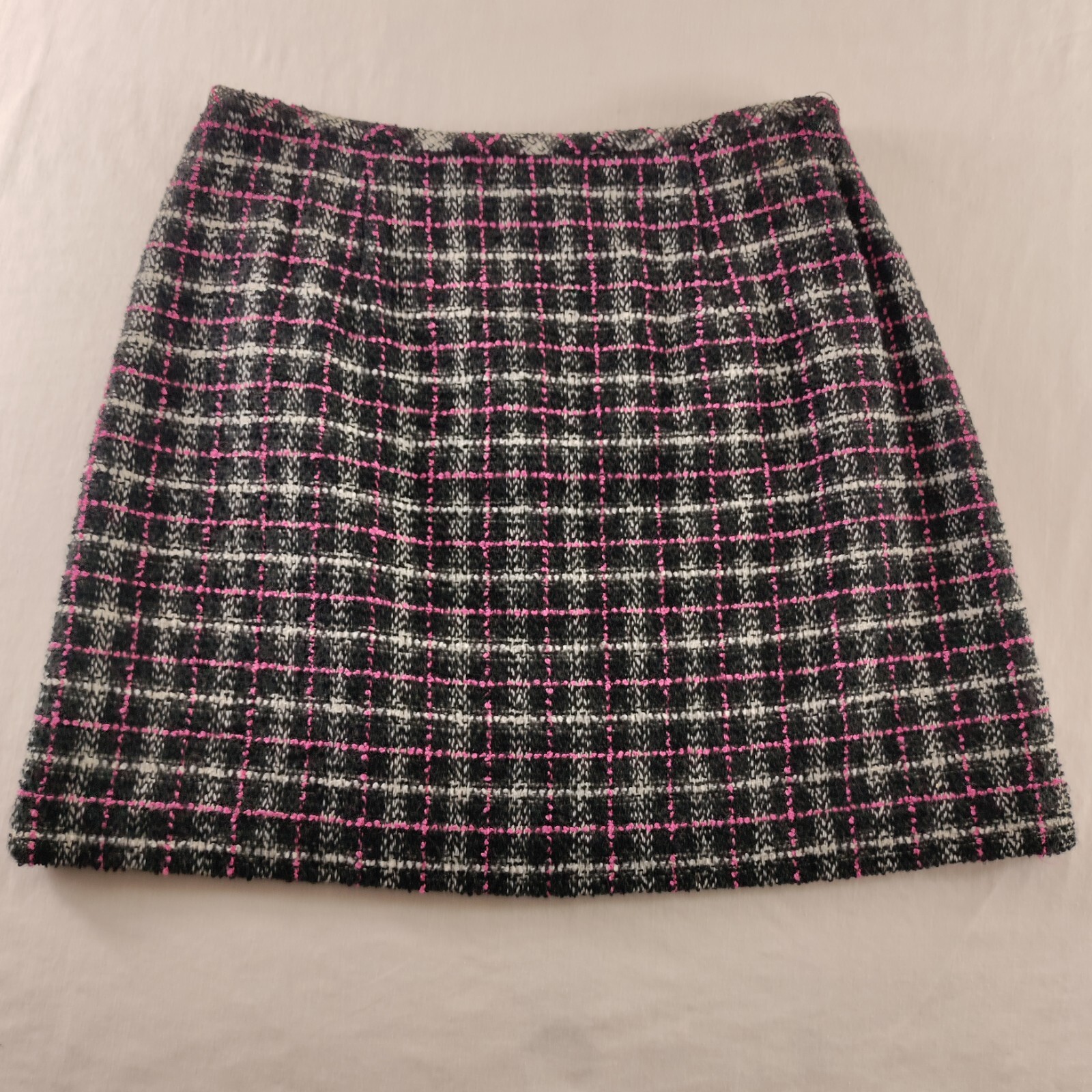 Ann Taylor Poly Wool Blend Skirt, Size 10 90s Pink Black White 28&Prime; Waist