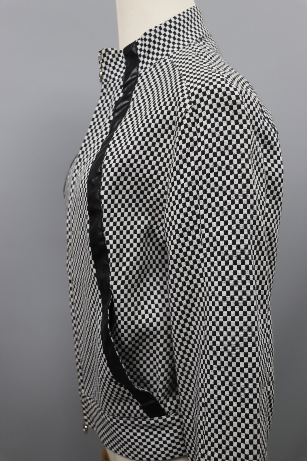 VERSACE JEANS COUTURE White/Black Checkerboard Cotton Zip Jacket Womens Sz S