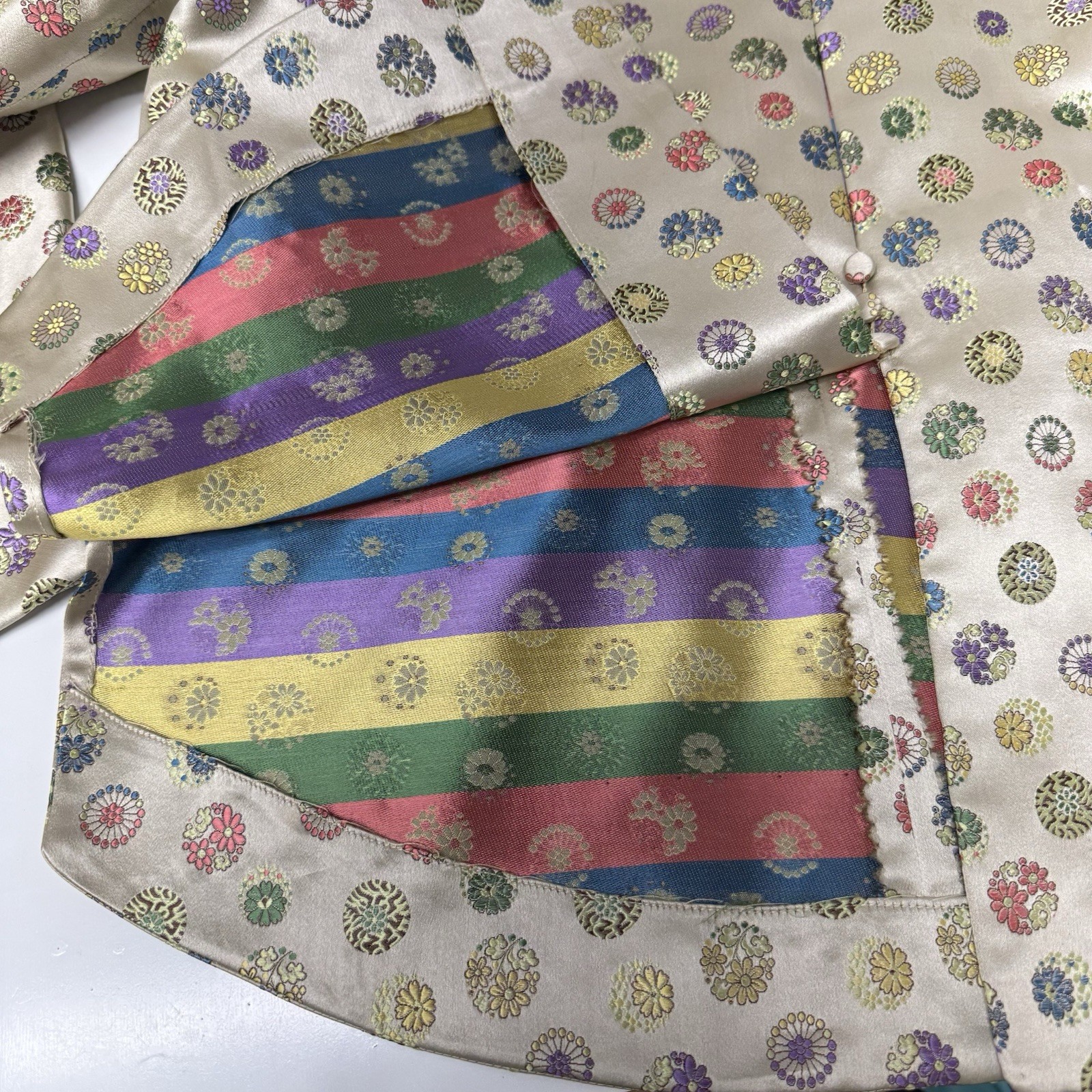 Vintage I. Magnin Brocade Pattern Top Mandarin High Collar NO SIZE Tag SM Med ?