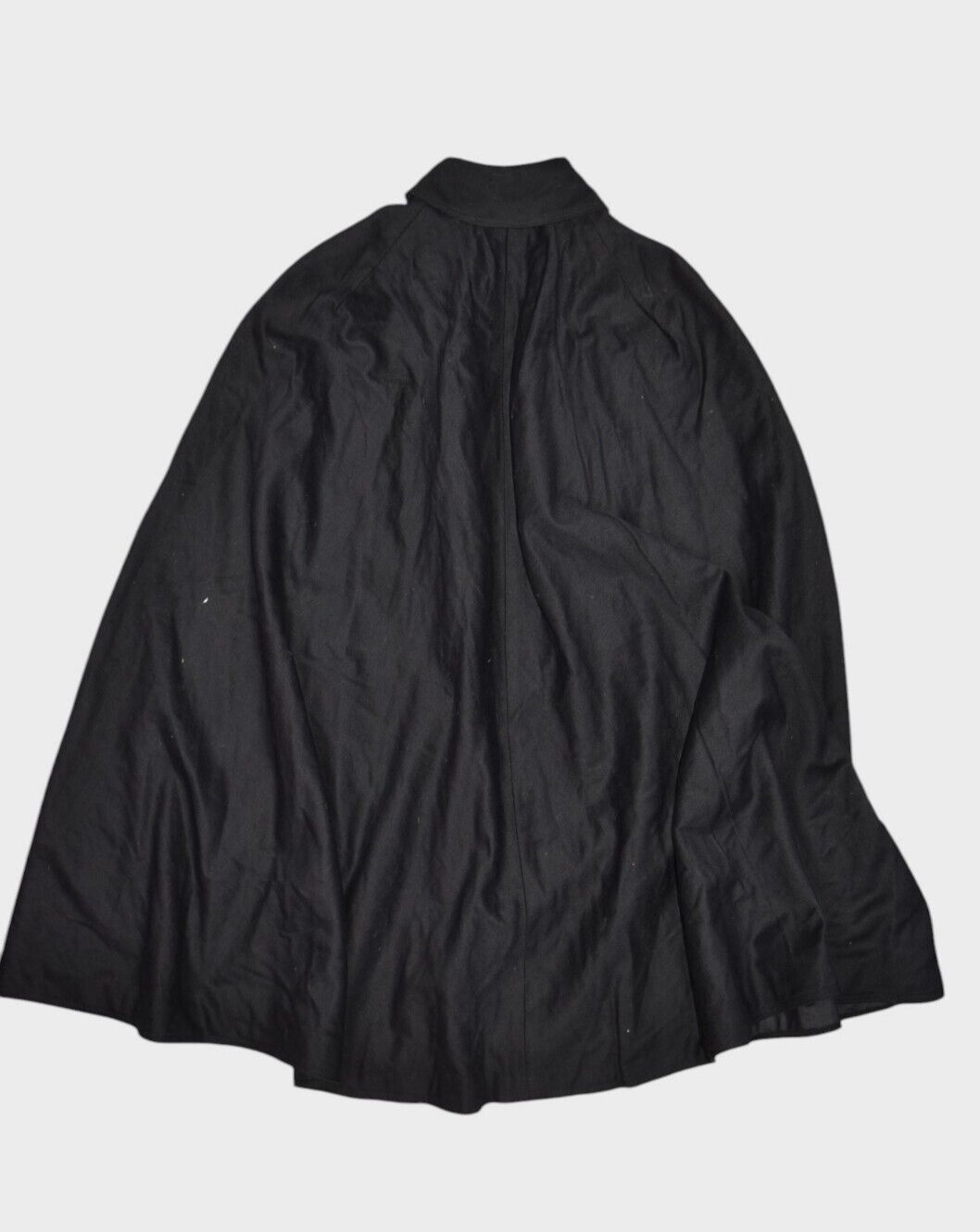 Vintage Wool Cape Womens Navy Coat Hook & Eye Collared Shawl Cloak Poncho 60s