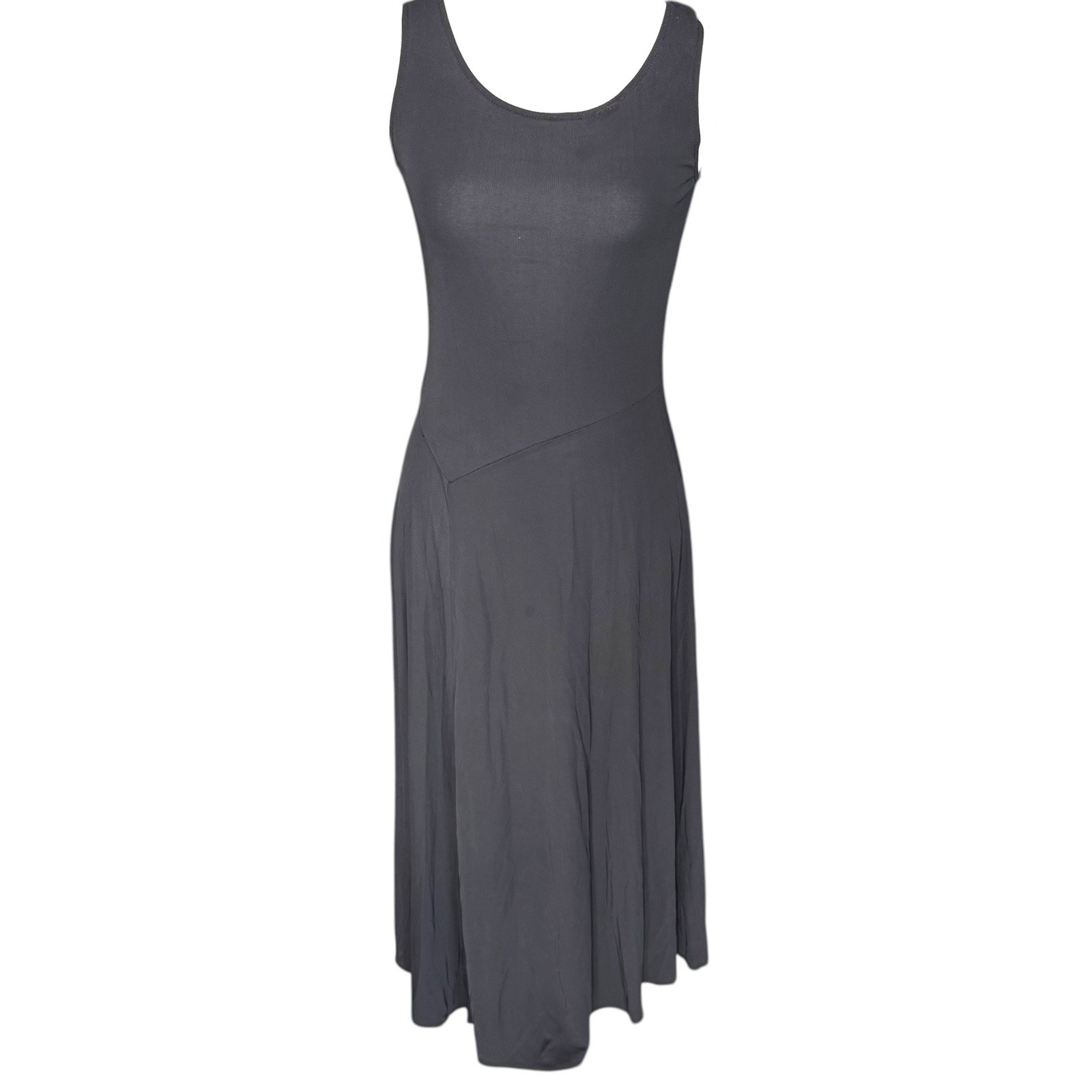 Vintage Made In France Black Midi Bias Cut Slip Sheer Dress S
