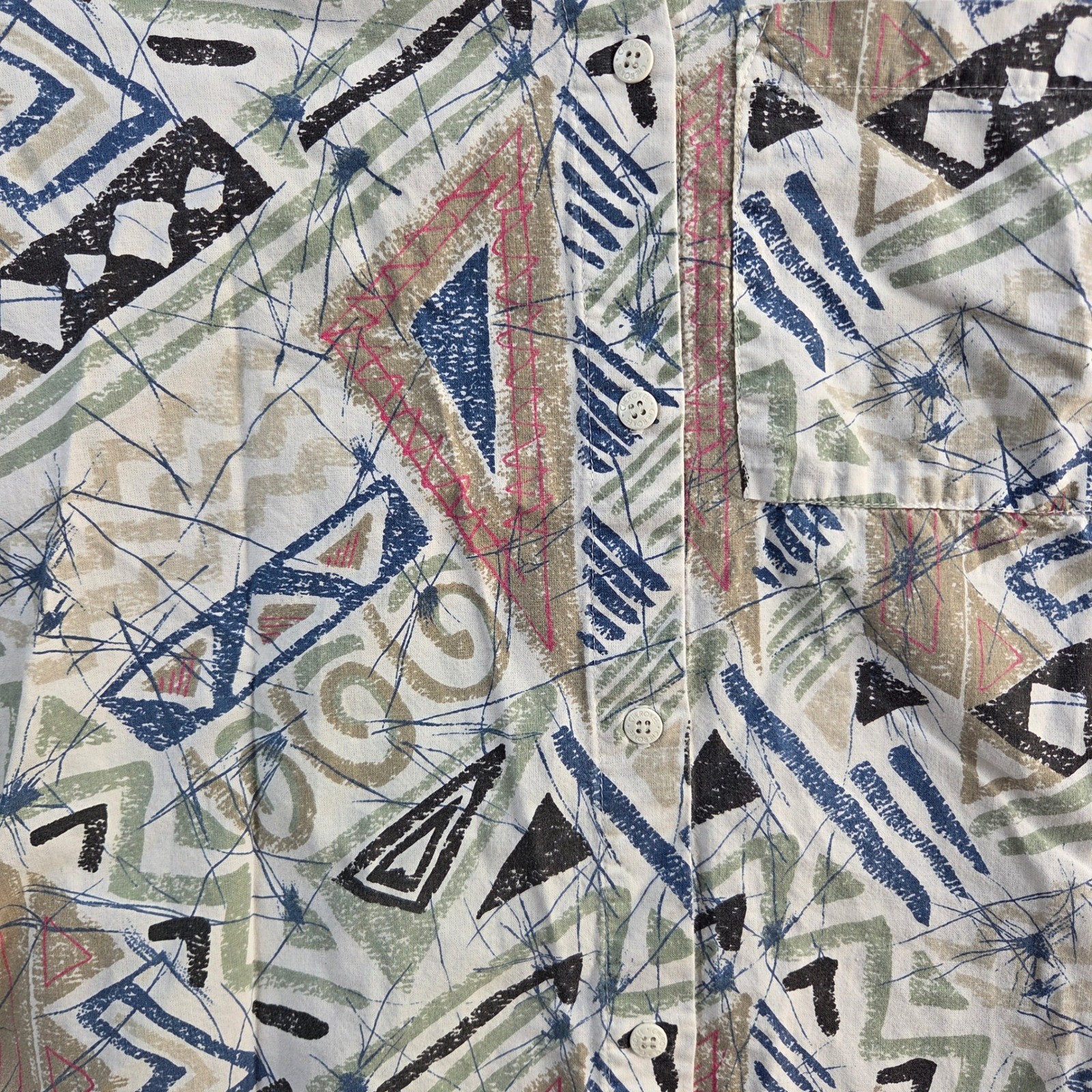 Cherokee Button Down Shirt Womens Small Vintage 90s Geometric Abstract