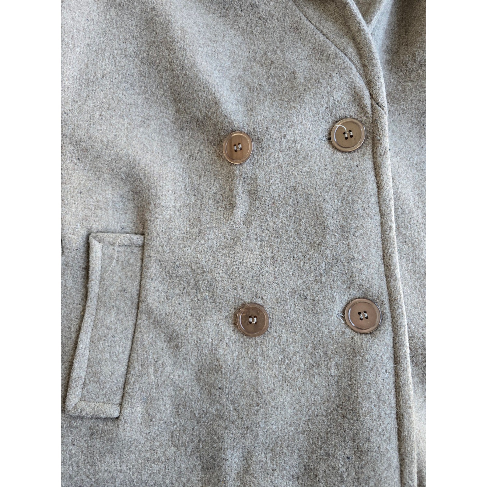 Vintage Unbranded Wool Blend Double Breasted Long Pea Coat Pockets Sz XL