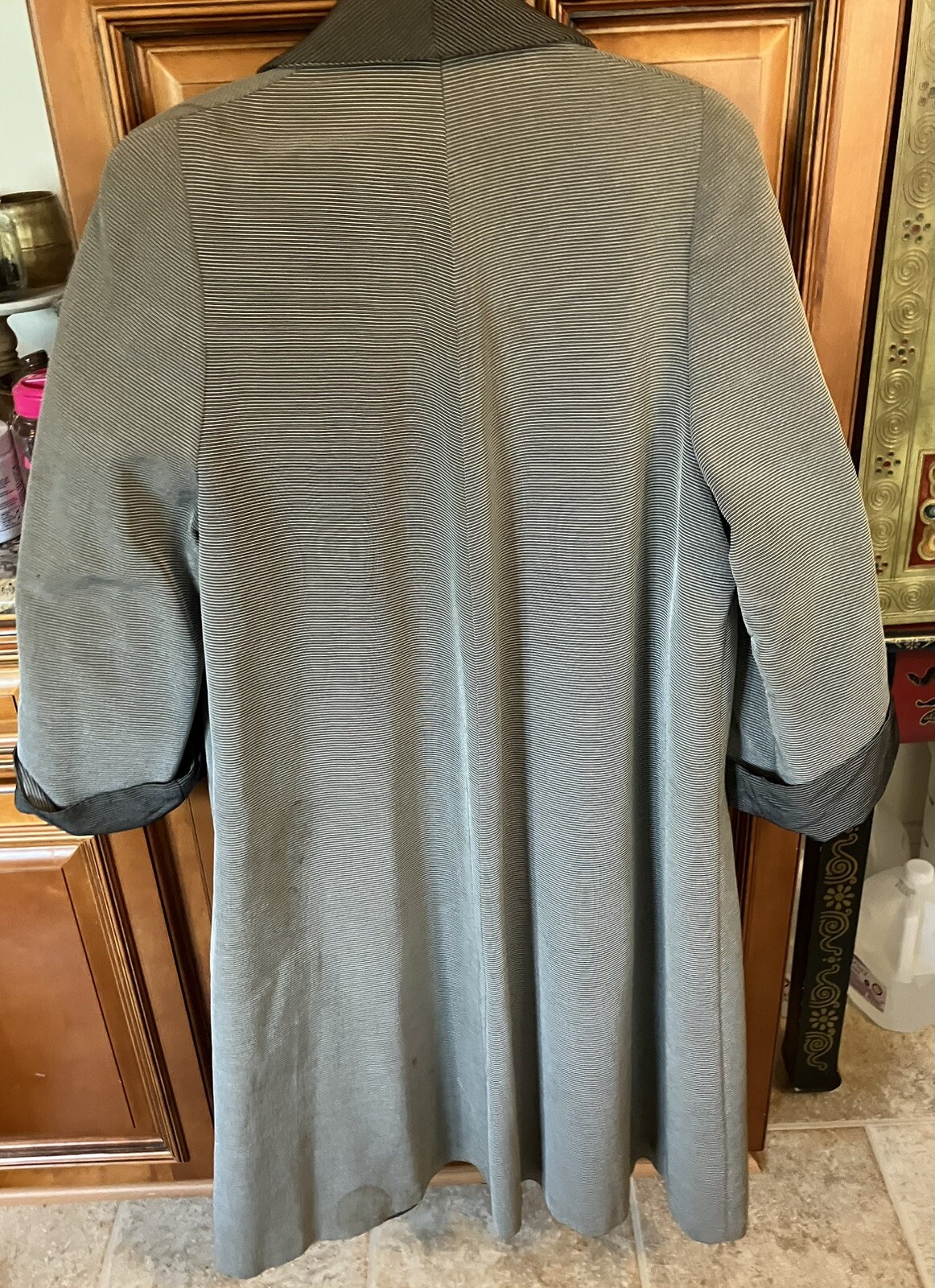 Beautiful 1950s Vtg Gray Faille Ribbed Open Swing Coat Needs TLC B46-48 Sm Med