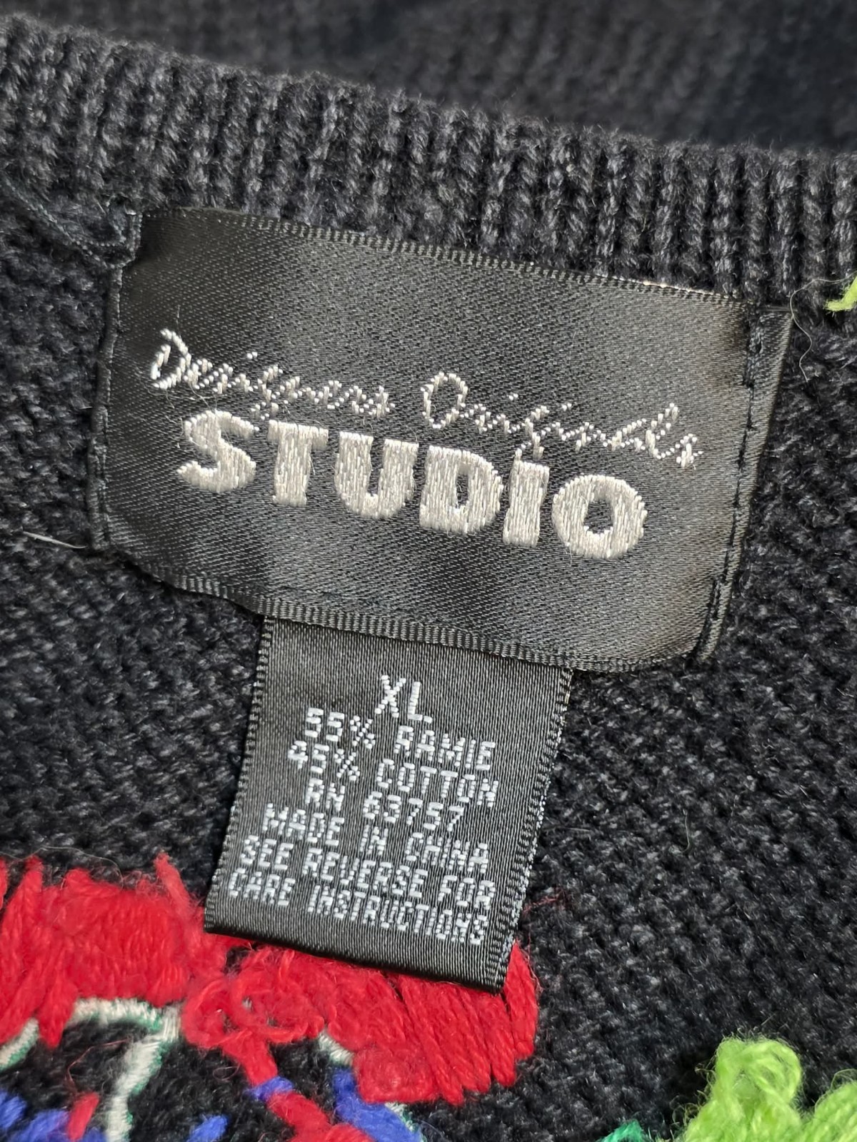 Vtg 90s Designer Original Studio Christmas Kitschy Ugly Sweater Cardigan Size XL